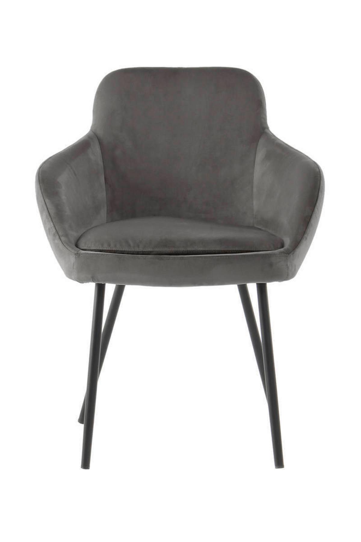 Sada stoličiek s podrúčkami sivá - sivá, Modern, kov/drevo (60,5/81/61cm) - Kayoom