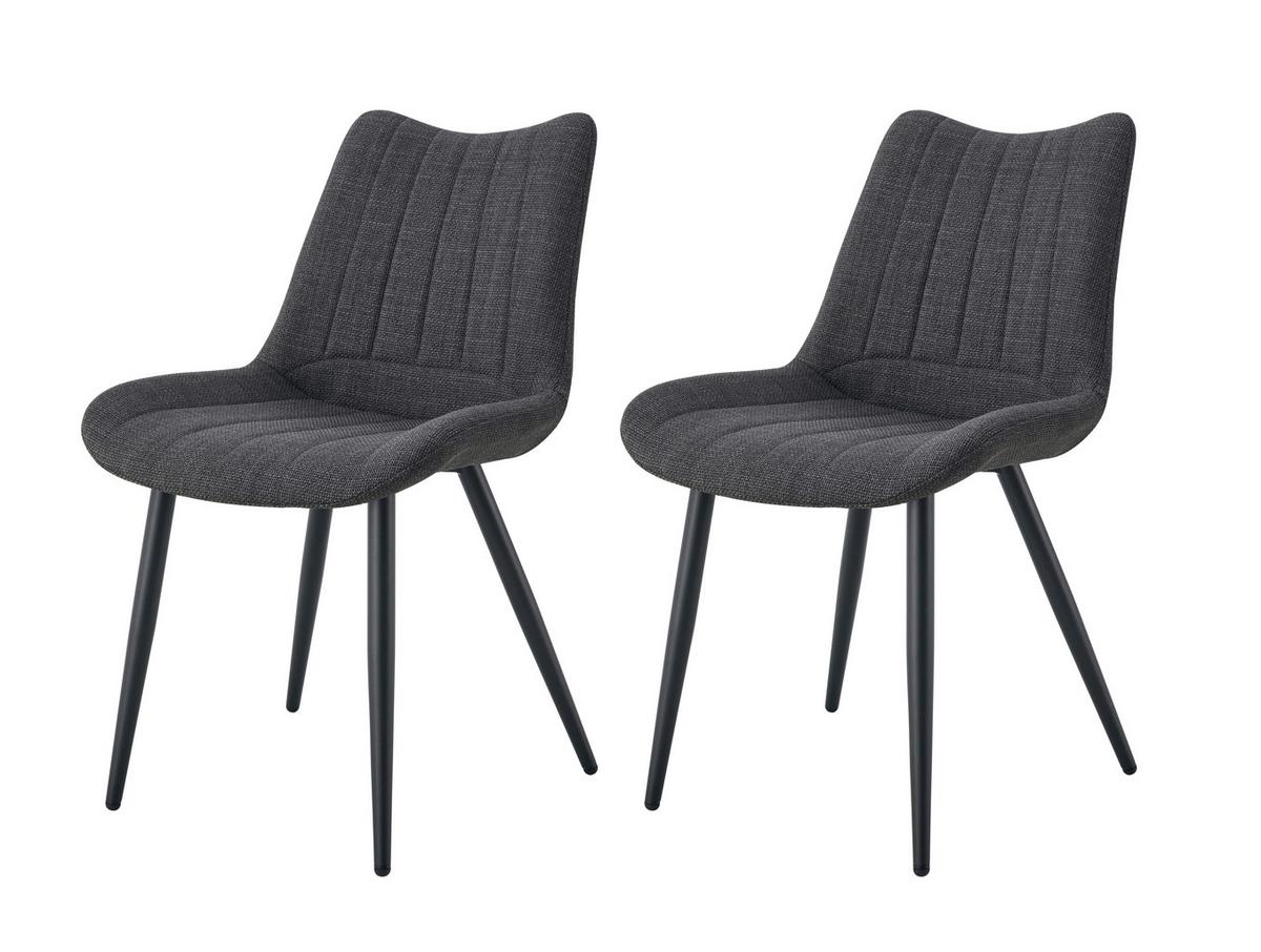 Stuhl-Set Lotta 2-Teilig Anthrazit B: 53 cm - Anthrazit/Schwarz, MODERN, Textil/Metall (53/86/59cm) - MID.YOU