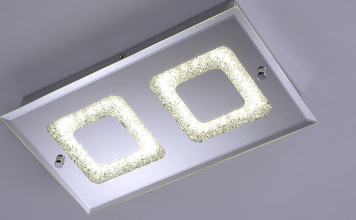 LED-Deckenleuchte Lisa L: 40 cm, Rechteckig - Chromfarben, KONVENTIONELL, Glas/Metall (40/7,5/24cm)