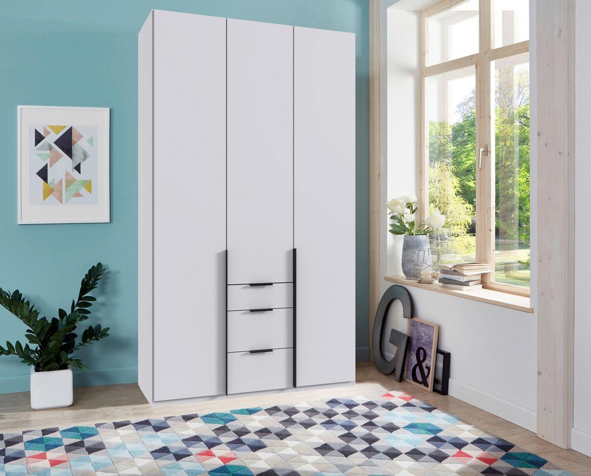 Drehtürenschrank Ny A Black, Weiß B: 135 cm - Weiß, MODERN, Holzwerkstoff (135/236/58cm) - MID.YOU