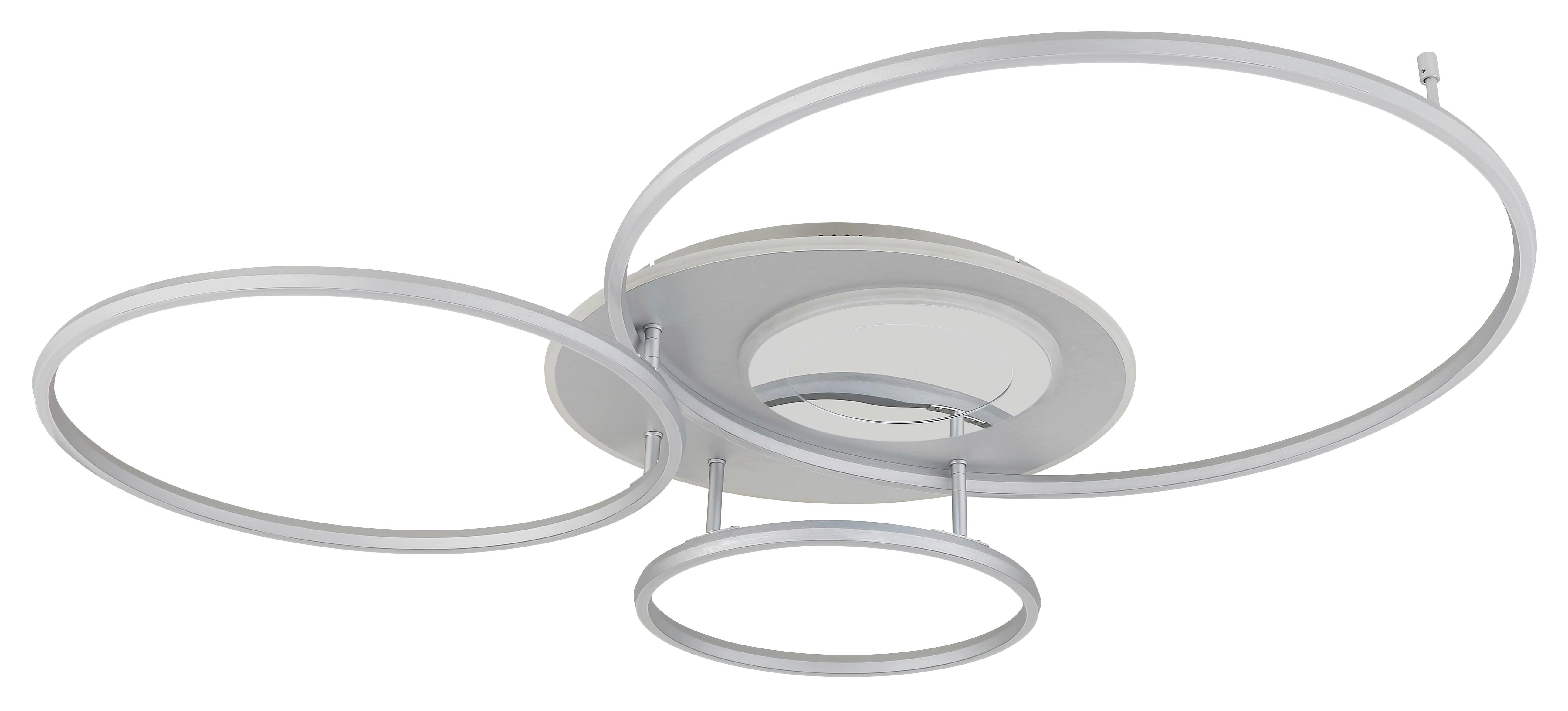 LED-DECKENLEUCHTE Opal, ca. 117x86x13 cm - Silberfarben/Opal, Design, Kunststoff/Metall (116,6/86,4/13cm) - Globo