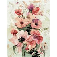 Keilrahmenbild Watercolor Flowers Vi - Creme/Rosa, Basics, Holzwerkstoff/Papier (77/57/2,0cm)