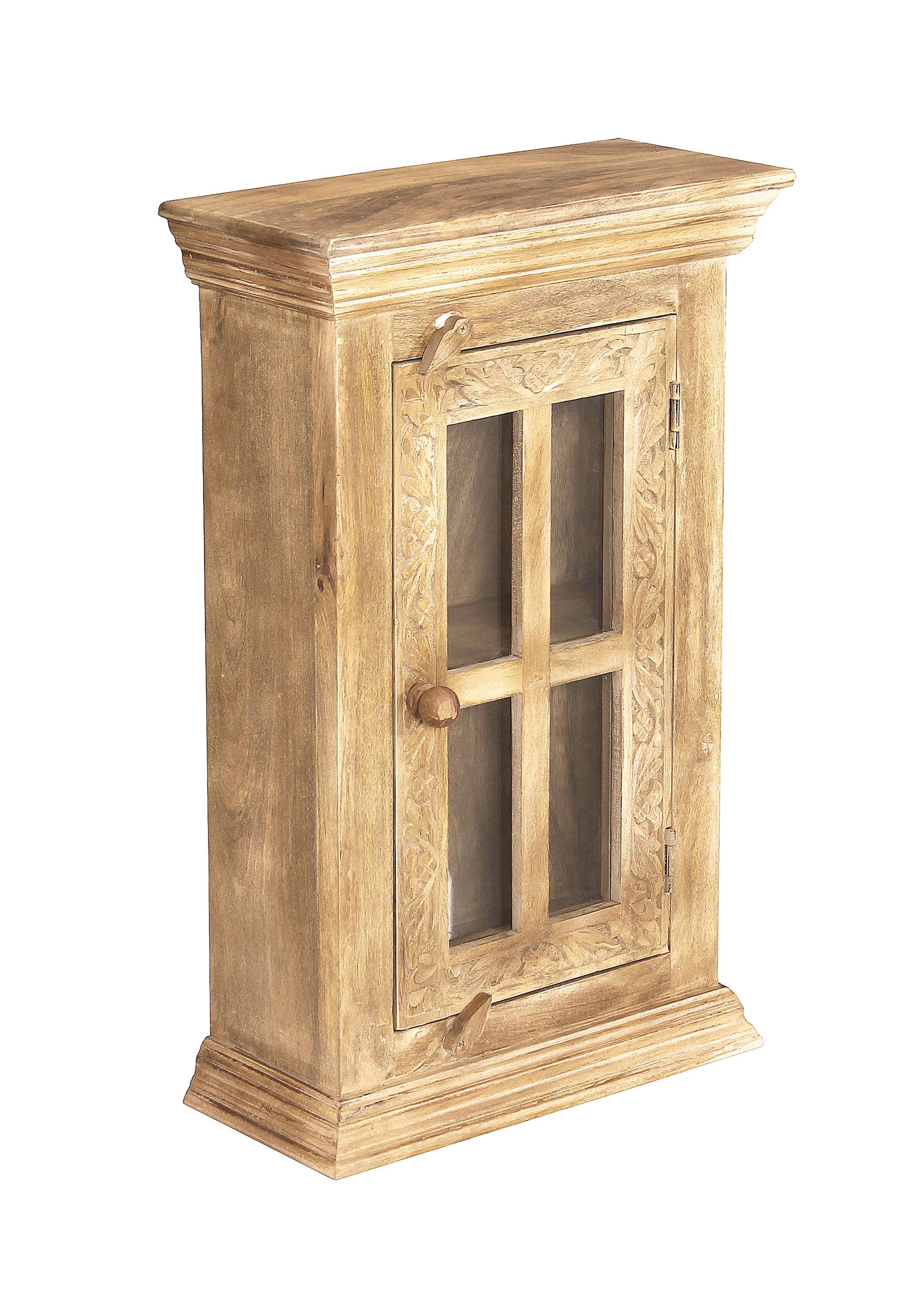 Hängeschrank Mangoholz B: 44cm - Naturfarben, Design, Glas/Holz (44/70/20cm) - MID.YOU