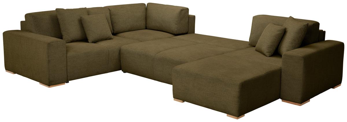 Wohnlandschaft Vouge Grün U: 283x371x208 Cm - Buchefarben/Schwarz, KONVENTIONELL, Textil (283/371/208cm) - Livetastic