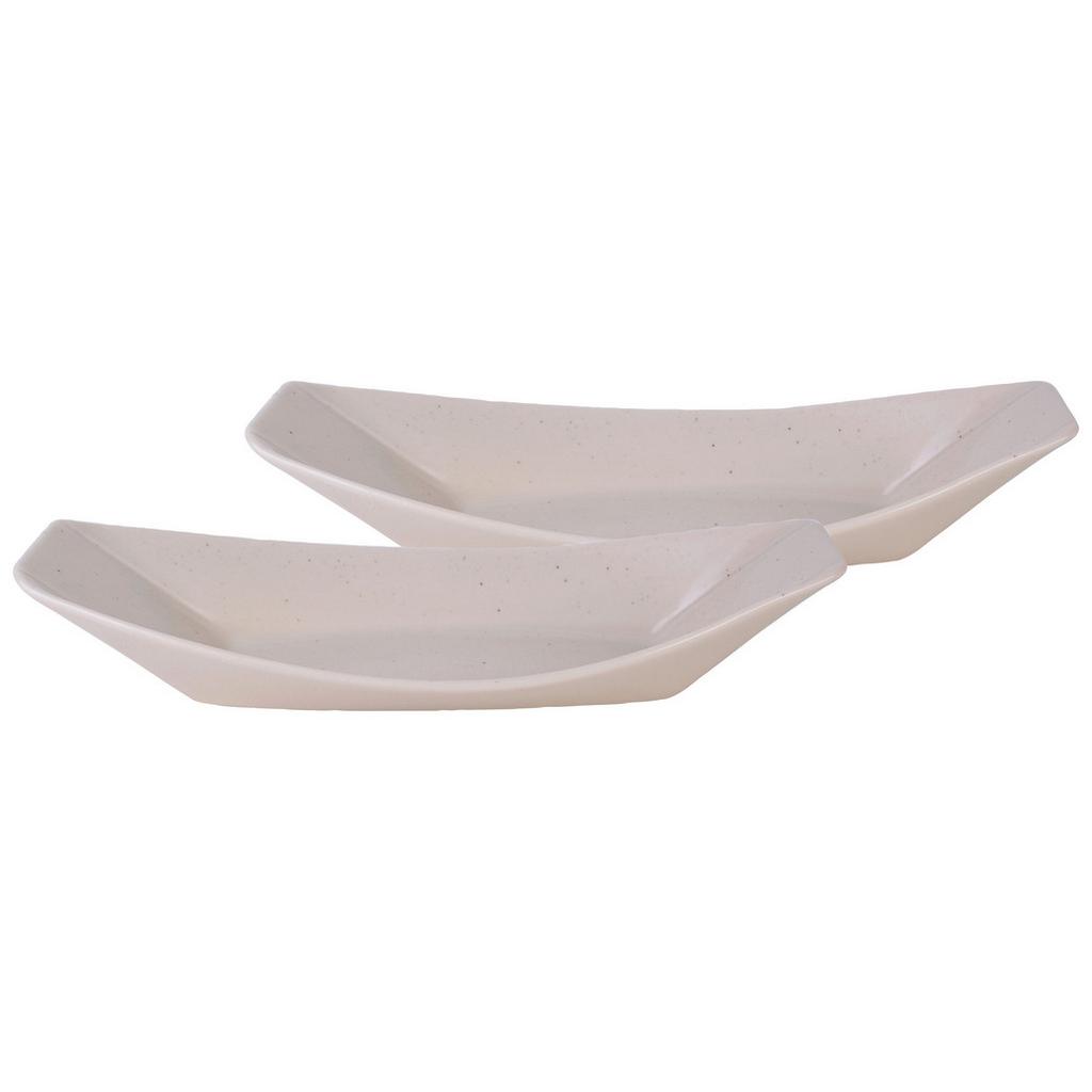 Schüsselset Keramik Creme 2--teilig. BxH: 31x12 cm