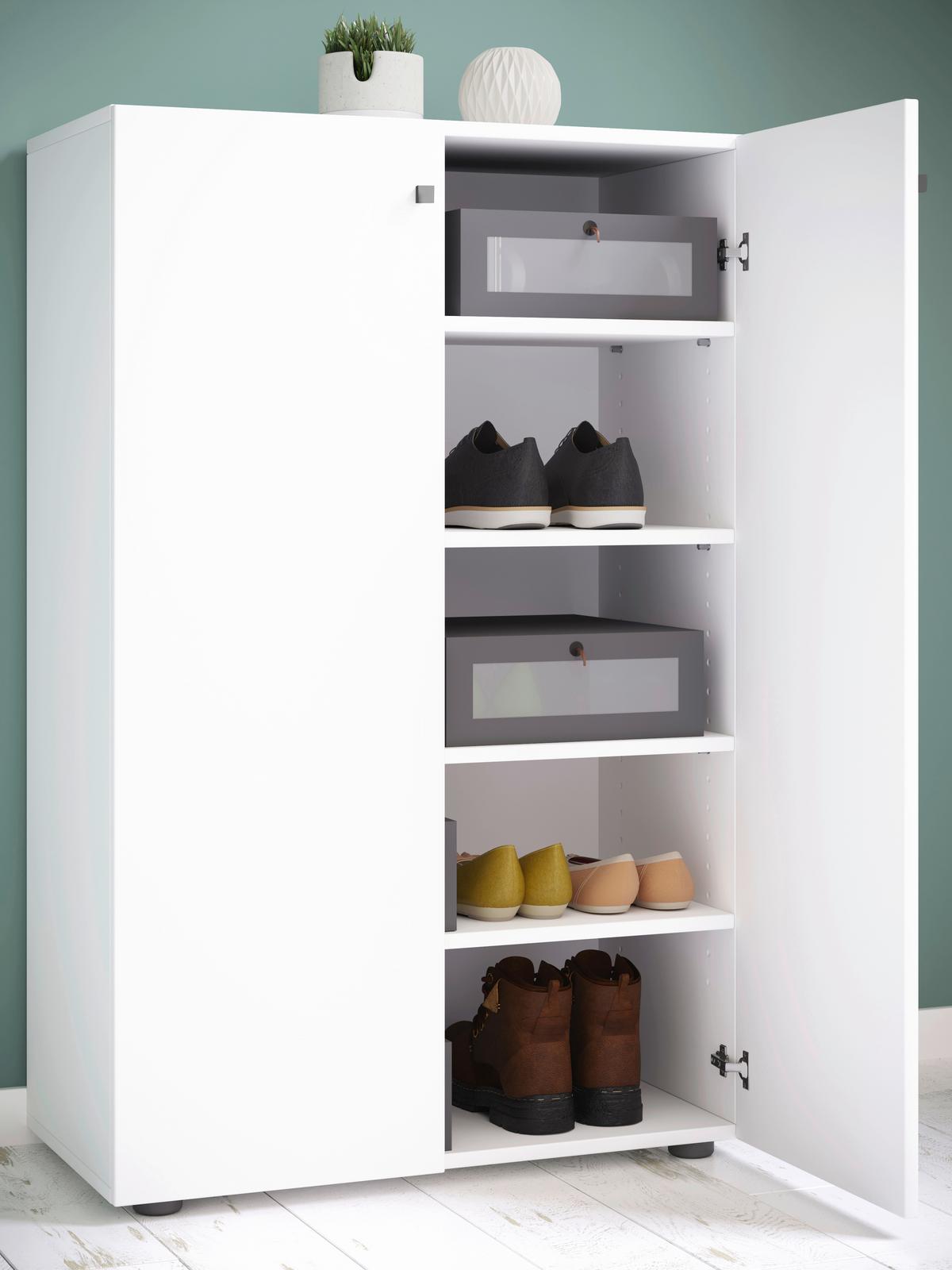 Schuhschrank Lona Weiß B: 70 cm - Schwarz/Weiß, Design, Holzwerkstoff (70/110/39cm) - MID.YOU