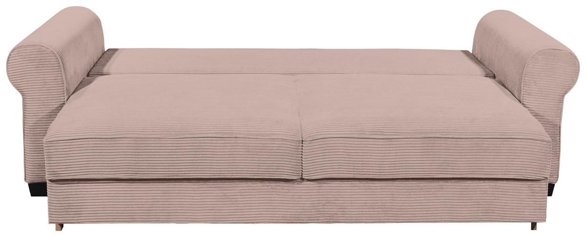 2-Sitzer-Sofa Mit Schlaffunktion Maureen B:250cm - Schwarz/Rosa, KONVENTIONELL, Textil (247/95/125cm) - MID.YOU