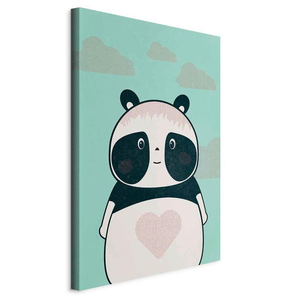Leinwandbild Panda Weiß Mintgrün B: 80 cm