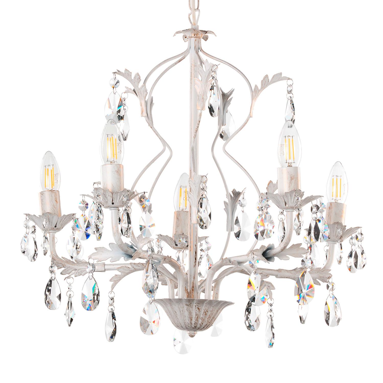 Kristall-Hängeleuchte 4670/5a - Weiß, KONVENTIONELL, Glas/Metall (53/100cm)