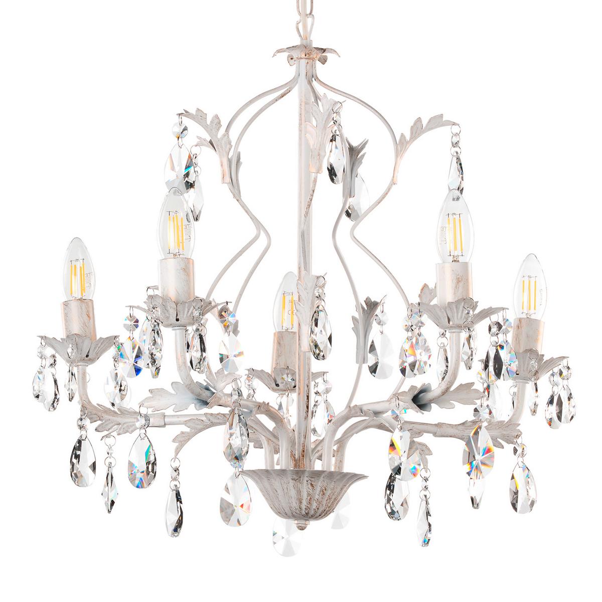 Kristall-Hängeleuchte 4670/5a - Weiß, KONVENTIONELL, Glas/Metall (53/100cm)