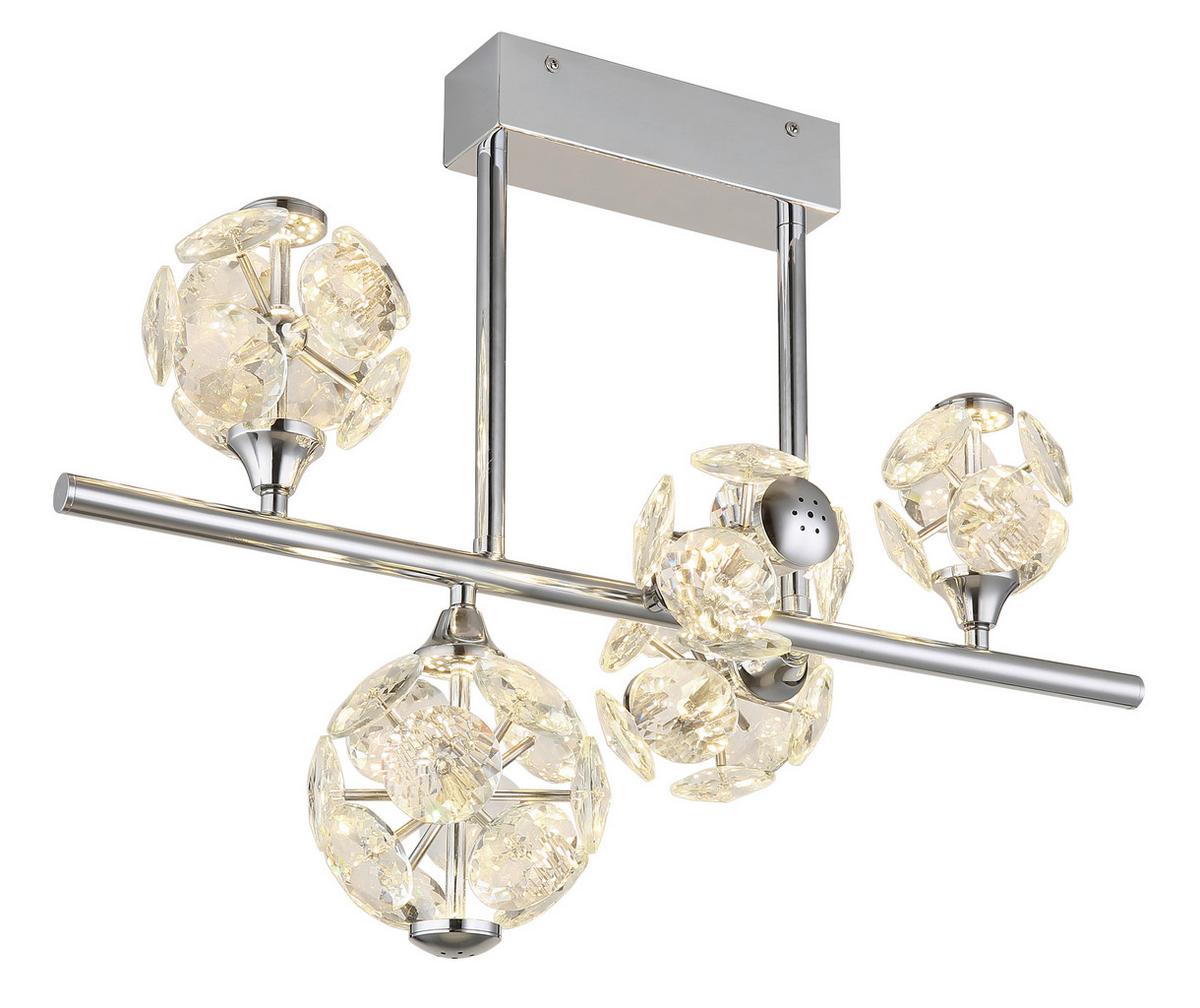 LED-Deckenleuchte Virina Klar Chromfarben L: 61 cm - Klar/Chromfarben, KONVENTIONELL, Glas/Metall (61/30/46cm) - Globo