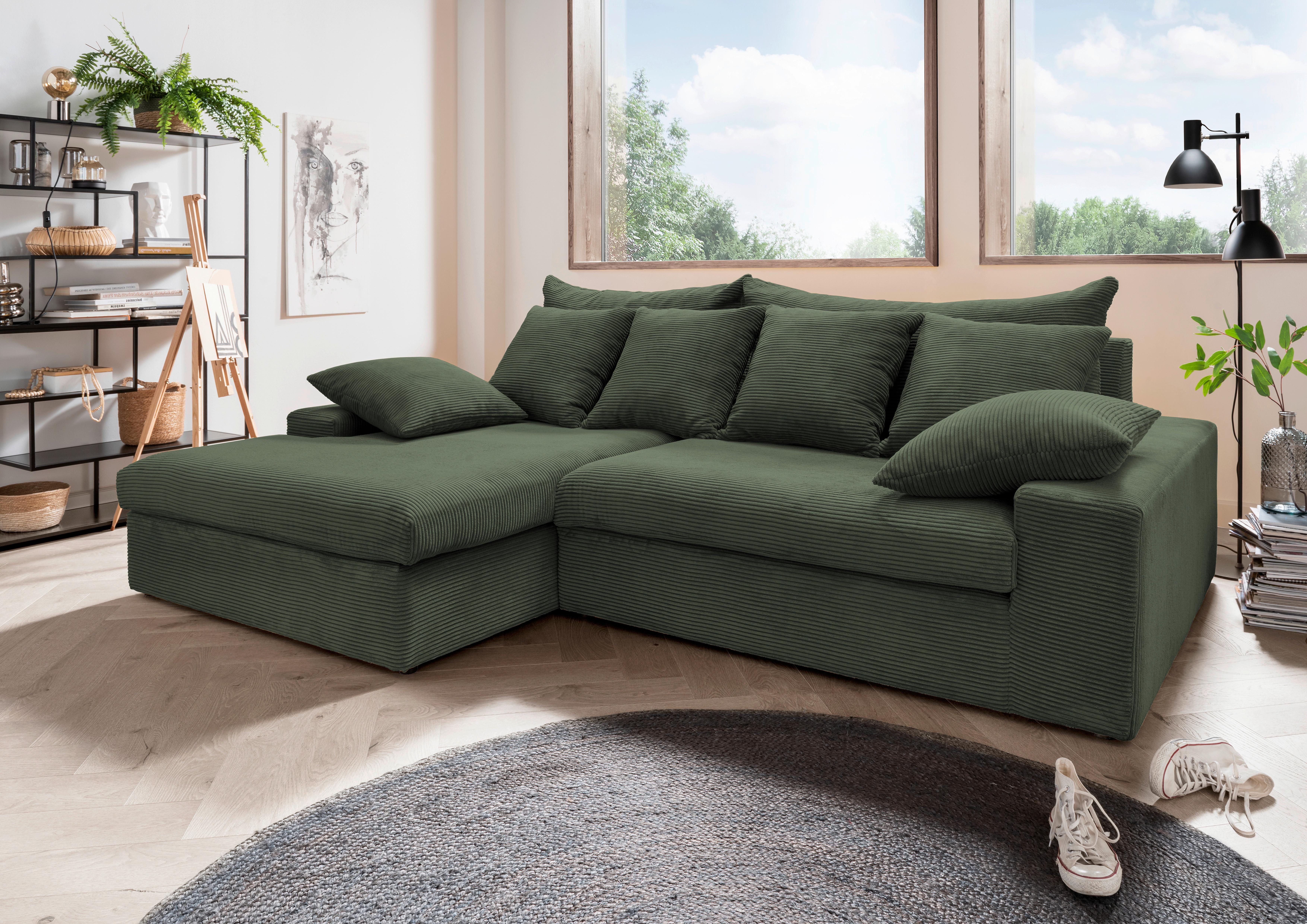 Ecksofa Avellino Grün S: 200/278 cm - Schwarz/Grün, MODERN, Textil (200/278cm) - Livetastic