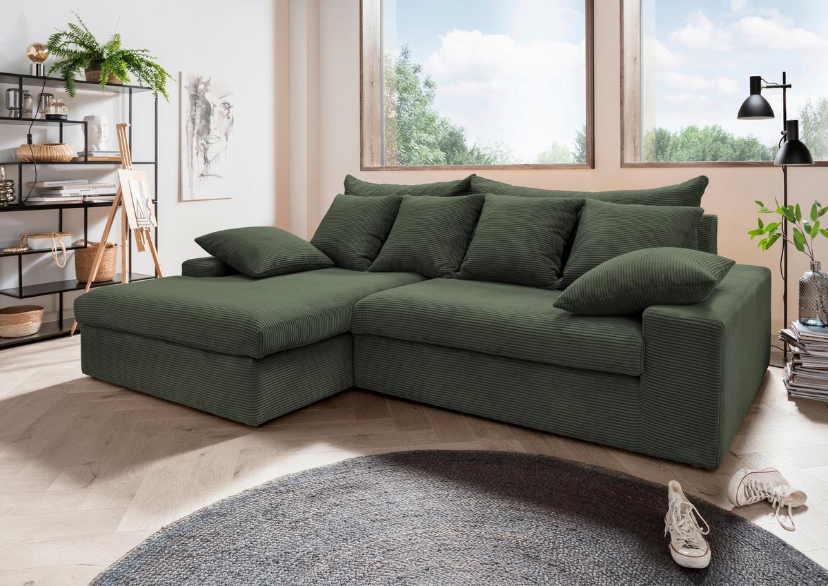Ecksofa Avellino Grün S: 200/278 cm - Schwarz/Grün, MODERN, Textil (200/278cm) - Livetastic