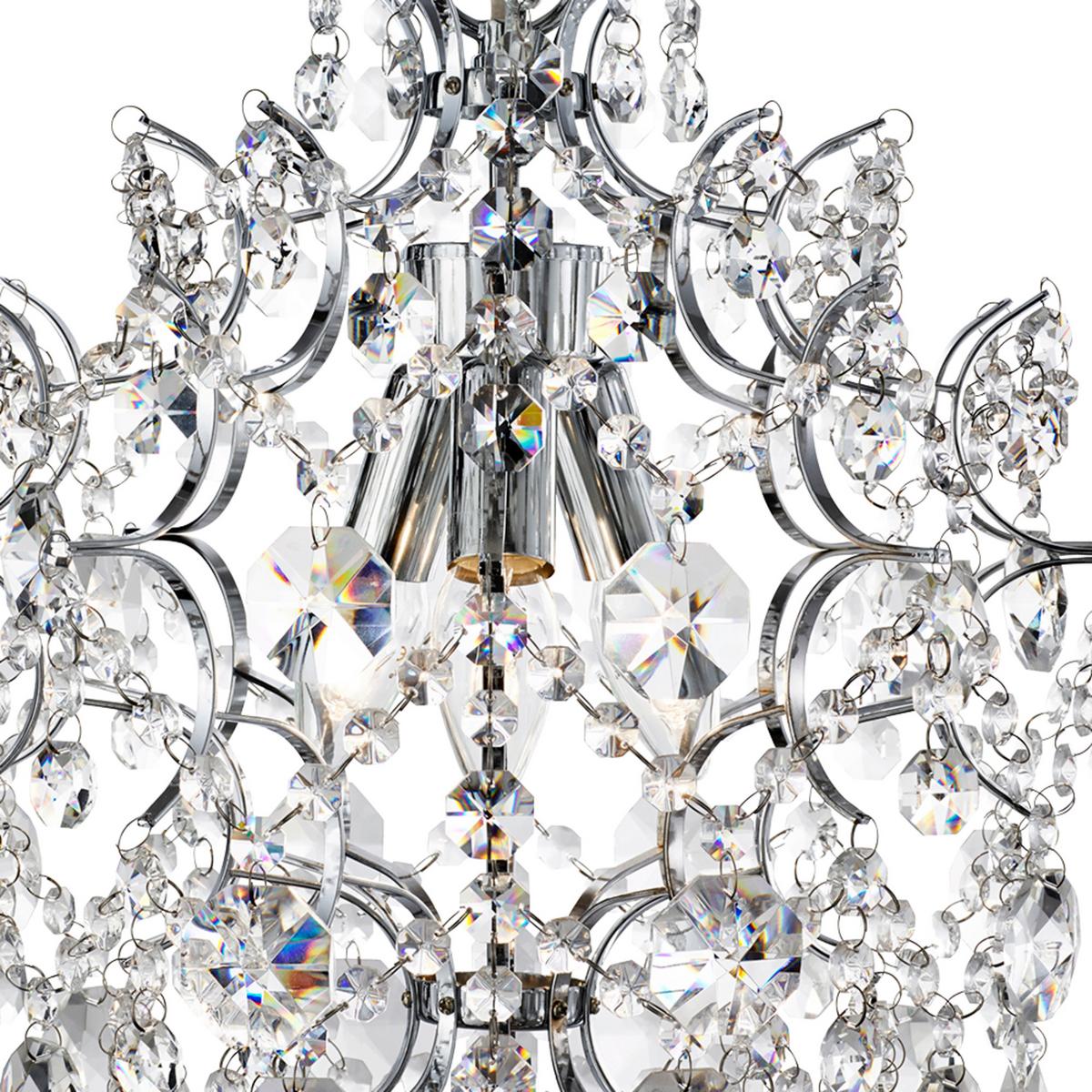 Kristall-Hängeleuchte Harrietta 7673-3cc - Chromfarben, Design, Glas/Metall (38/162cm)