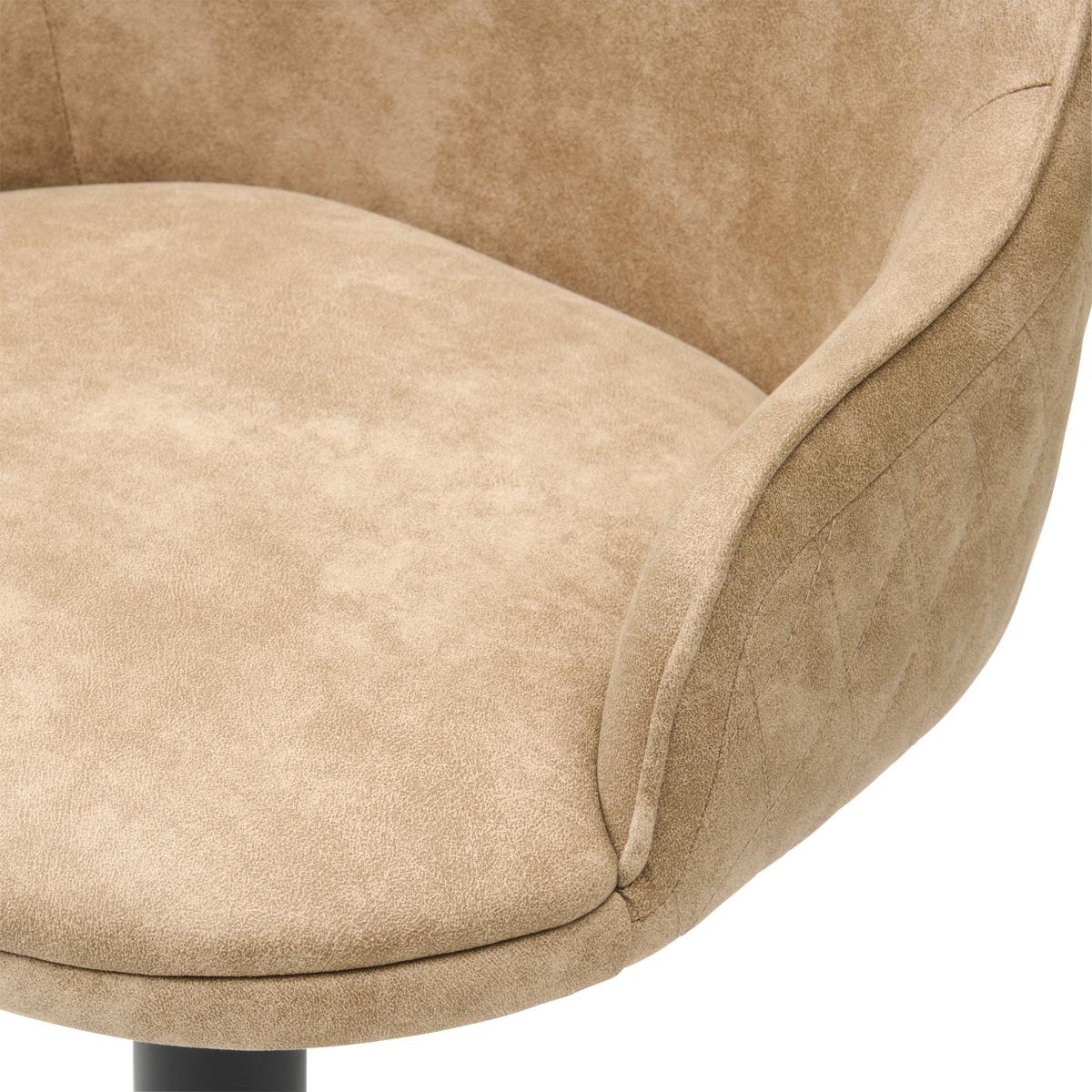Barhocker Höhenverstellbar Mit Lehne Weda Webstoff Beige - Beige/Schwarz, KONVENTIONELL, Textil/Metall (50/90-111/51cm) - MID.YOU