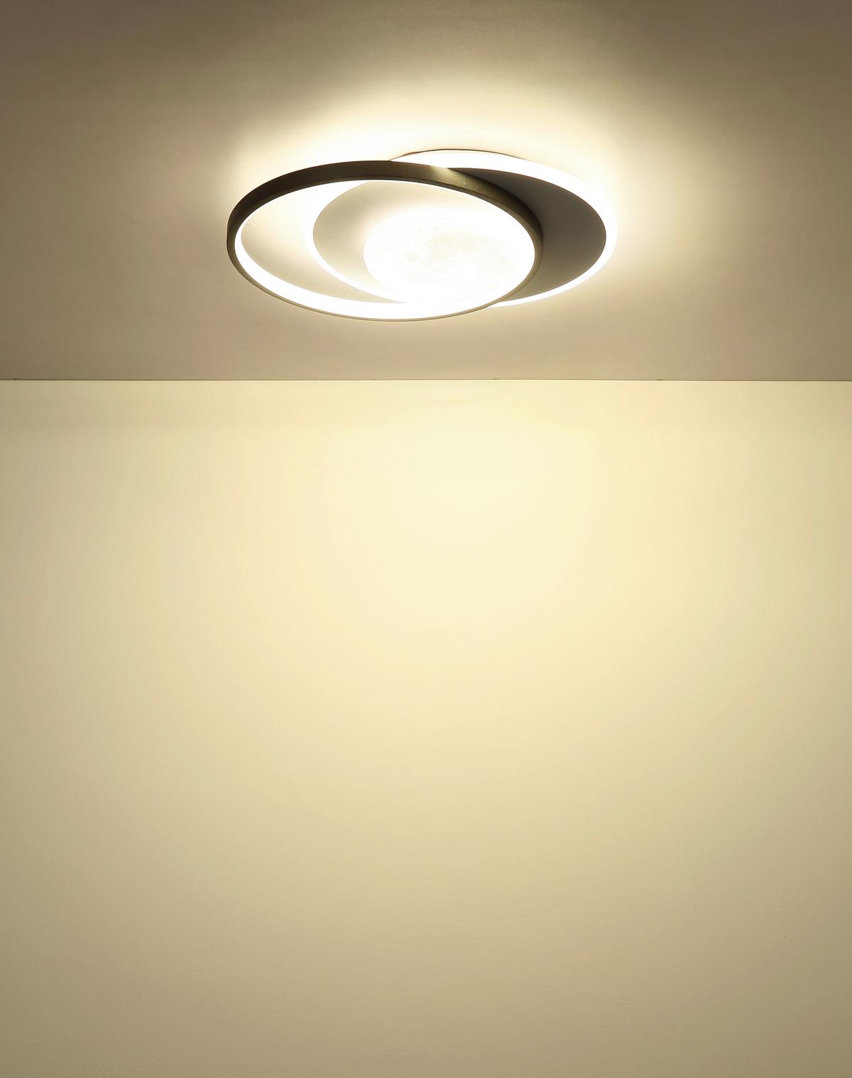 LED-Deckenleuchte 4000k, 30w - Schwarz/Weiß, Design, Kunststoff/Metall (36,9/30/8,3cm) - Globo