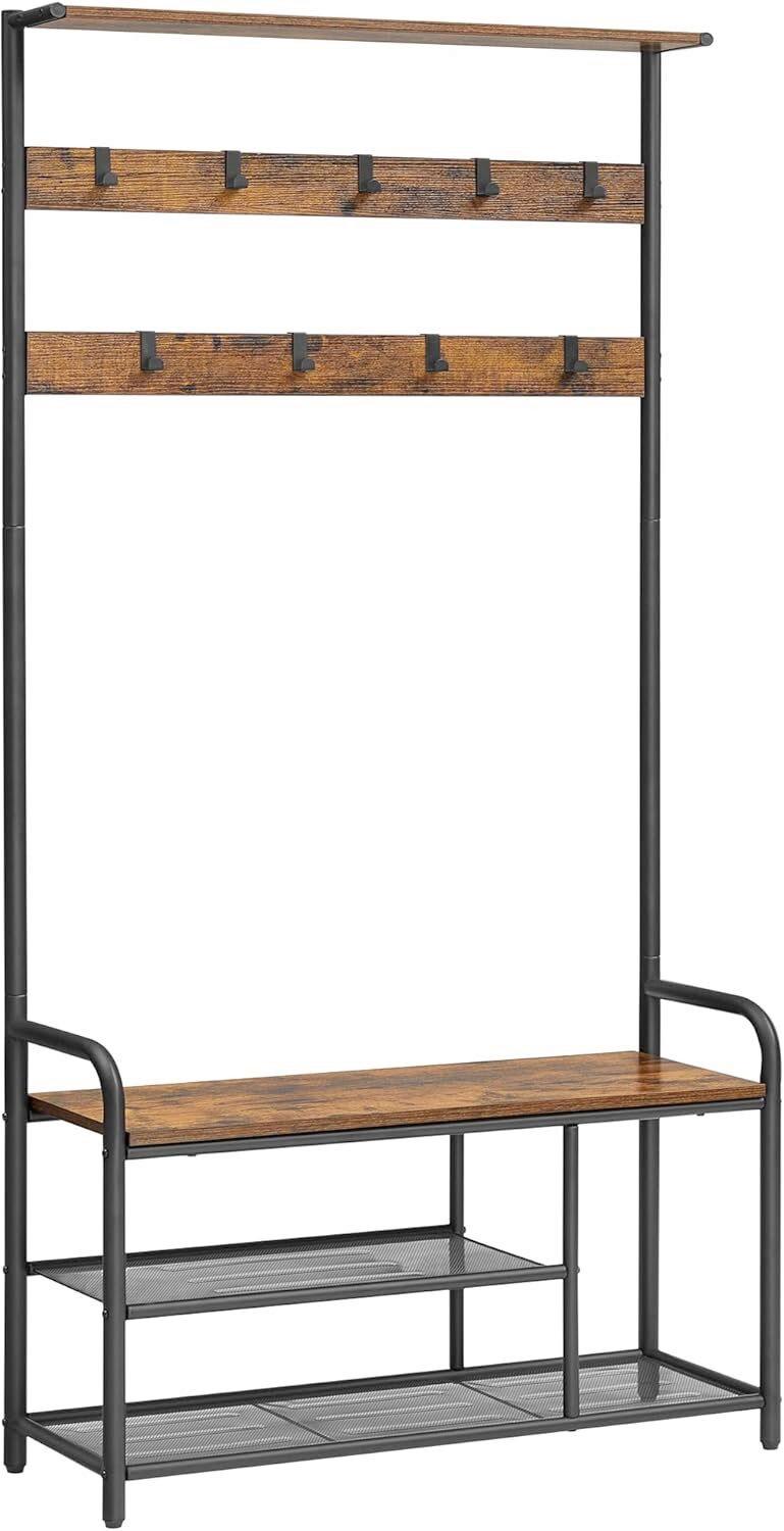 Garderobe Braun, Schwarz B: 85 cm - Schwarz/Braun, Trend, Holzwerkstoff/Metall (85/180,5/30cm) - MID.YOU