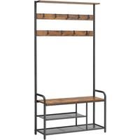 Garderobe Braun, Schwarz B: 85 Cm - Schwarz/Braun, Trend, Holzwerkstoff/Metall (85/180,5/30cm) - MID.YOU