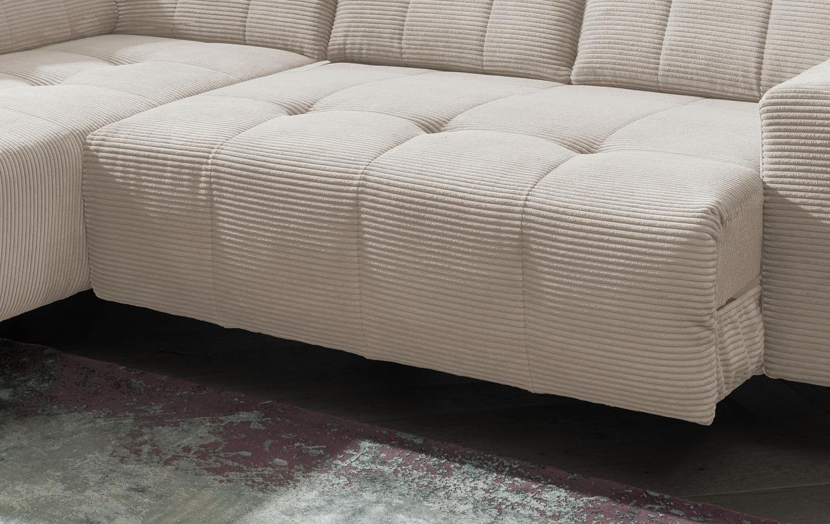 Ecksofa Mit Usb Anschluss Sano, Beige, S: 200x261 Cm - Beige/Schwarz, MODERN, Textil (200/261cm) - Livetastic