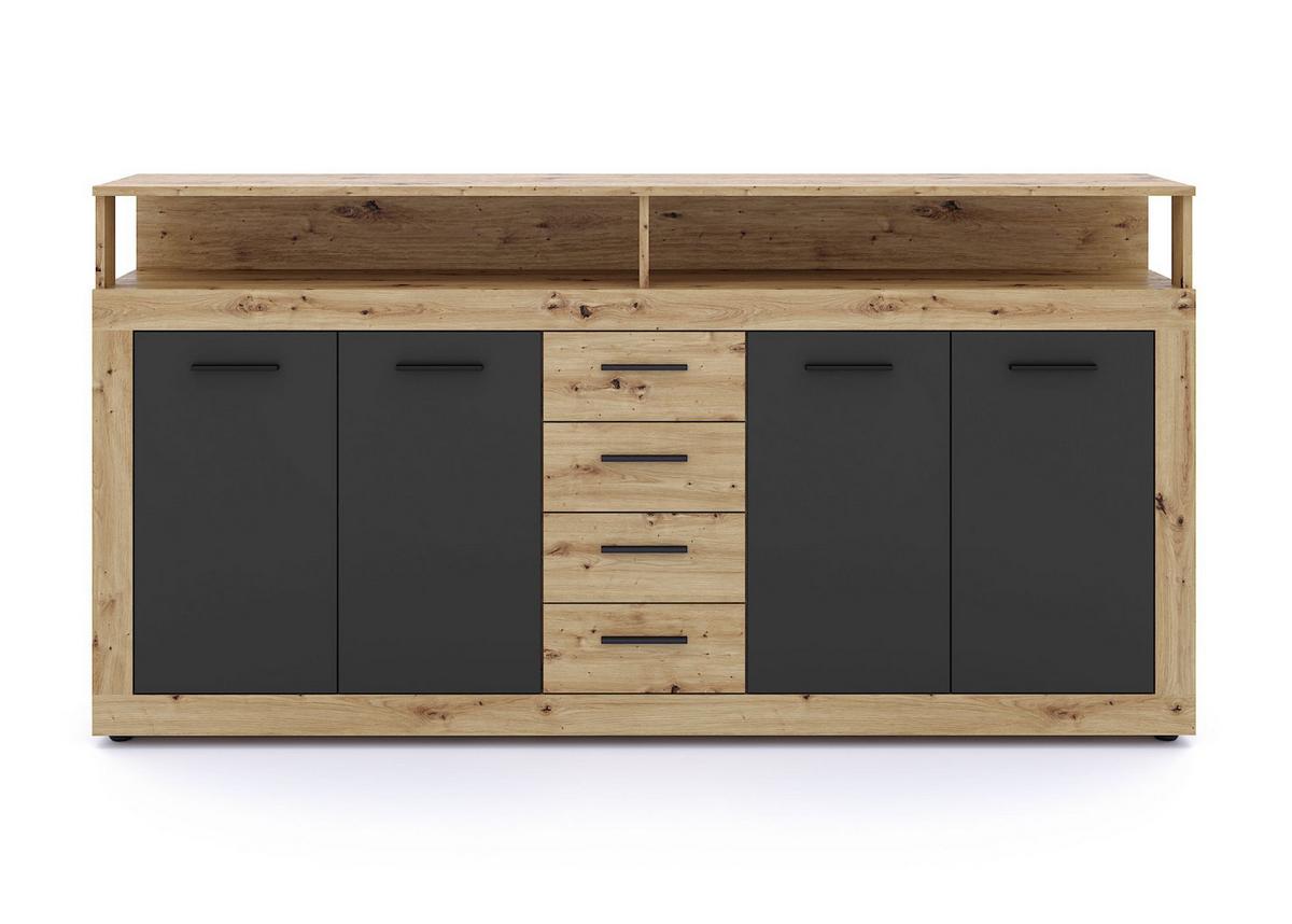 Komona Bonita, š: 190 cm - čierna/dub artisan, Konventionell, kompozitné drevo/plast (190/95/32cm)