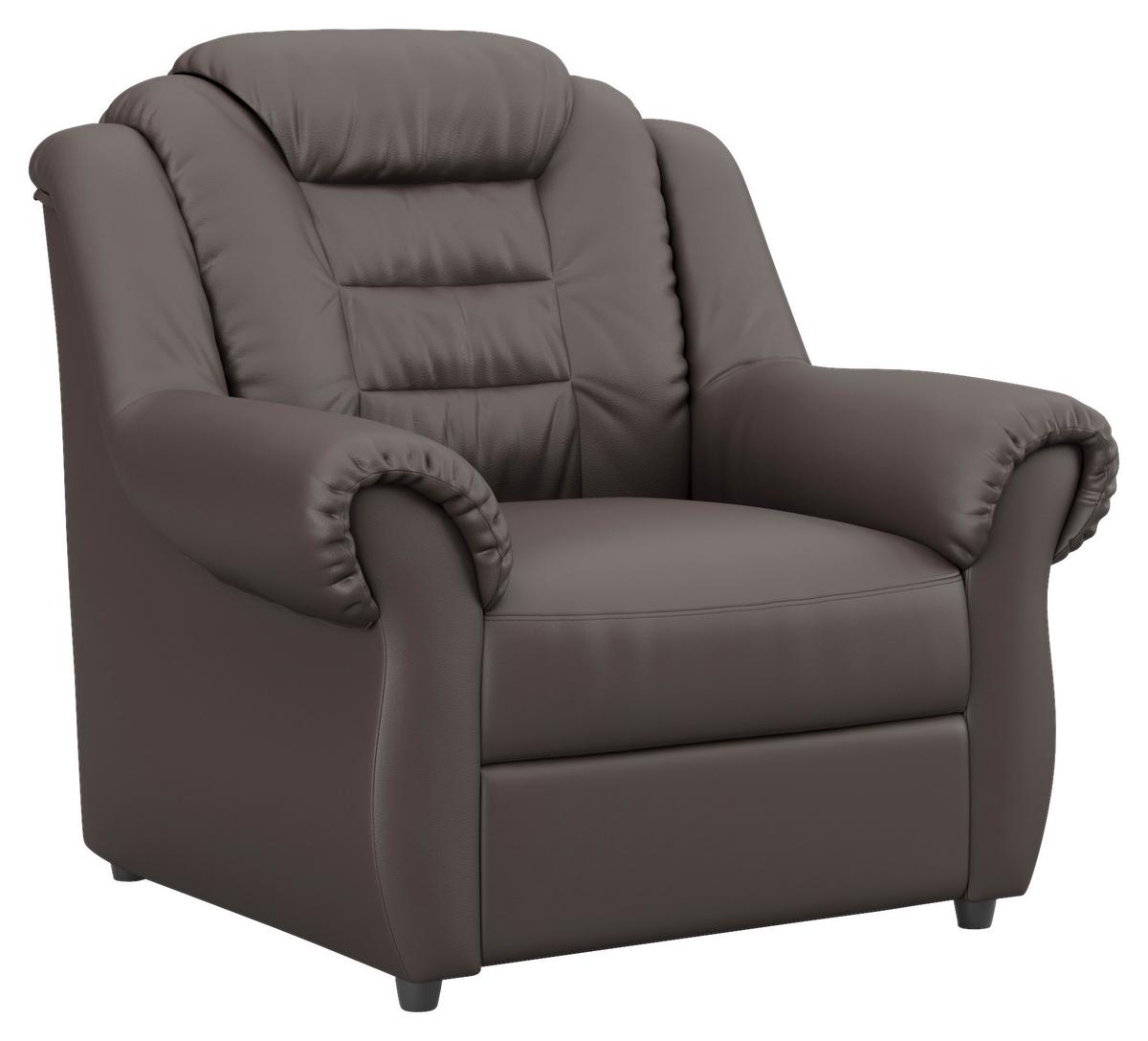 Polstersessel Boston Braun Lederlook - Schwarz/Braun, KONVENTIONELL, Textil (104/102/101cm) - Livetastic