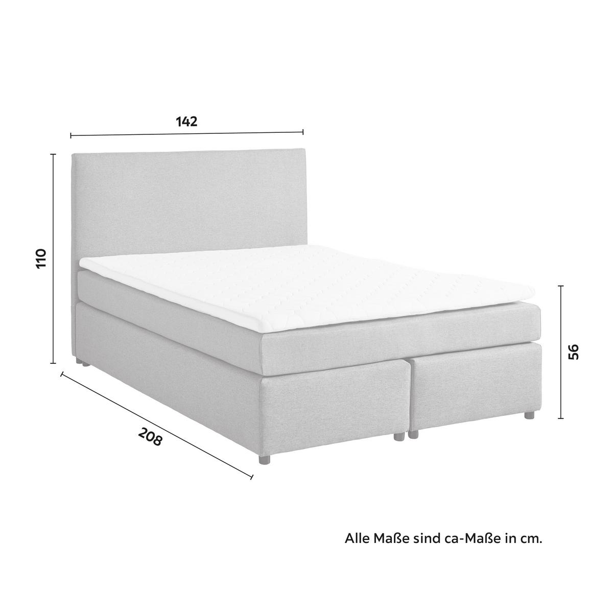 Postel boxspring s toperem, 140x200 cm, šedá - šedá/černá, Moderní, dřevo/textil (140/200cm) - Bessagi Home