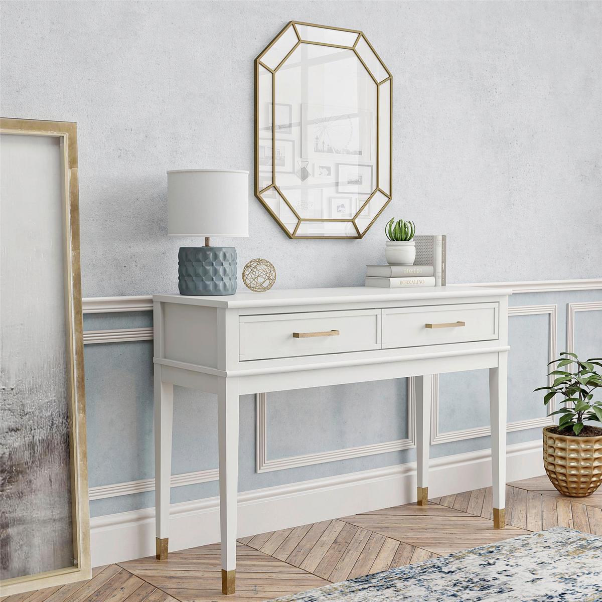 Konsolentisch Westerleigh Weiß L: 105cm - Weiß, Design, Holzwerkstoff/Metall (105/40/76cm) - MID.YOU