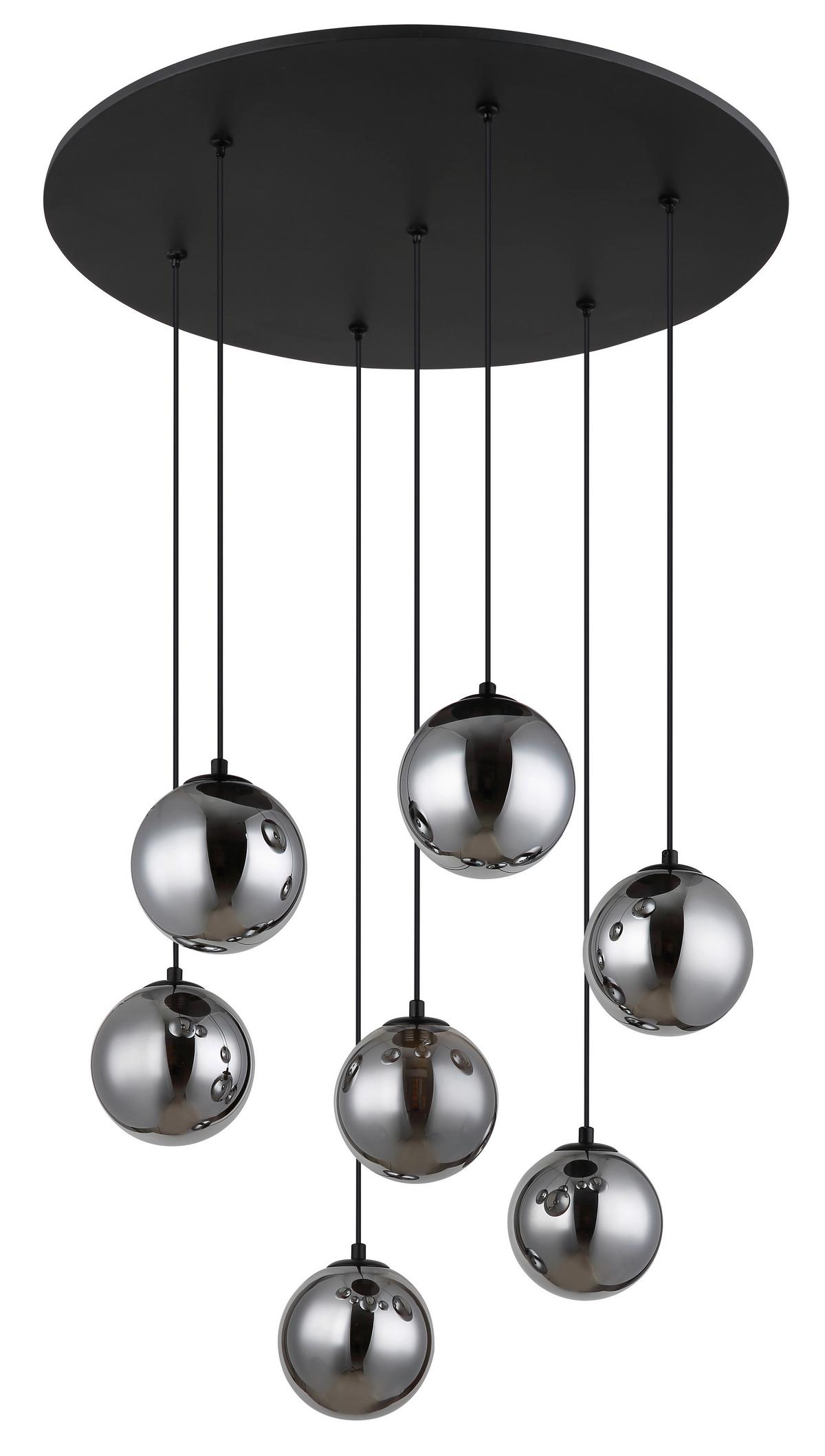 LED-Hängeleuchte Riha Grau Schwarz D: 55 cm - Schwarz/Grau, Design, Glas/Kunststoff (55/120cm) - Globo
