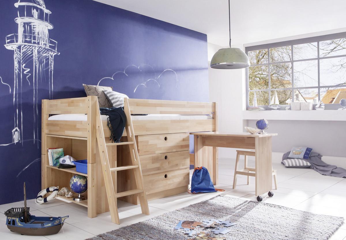 Jugendschreibtisch Massiv B: 94 H: 70 cm Kim, Buche - Naturfarben, Design, Holz/Kunststoff (50/94/70cm) - MID.YOU