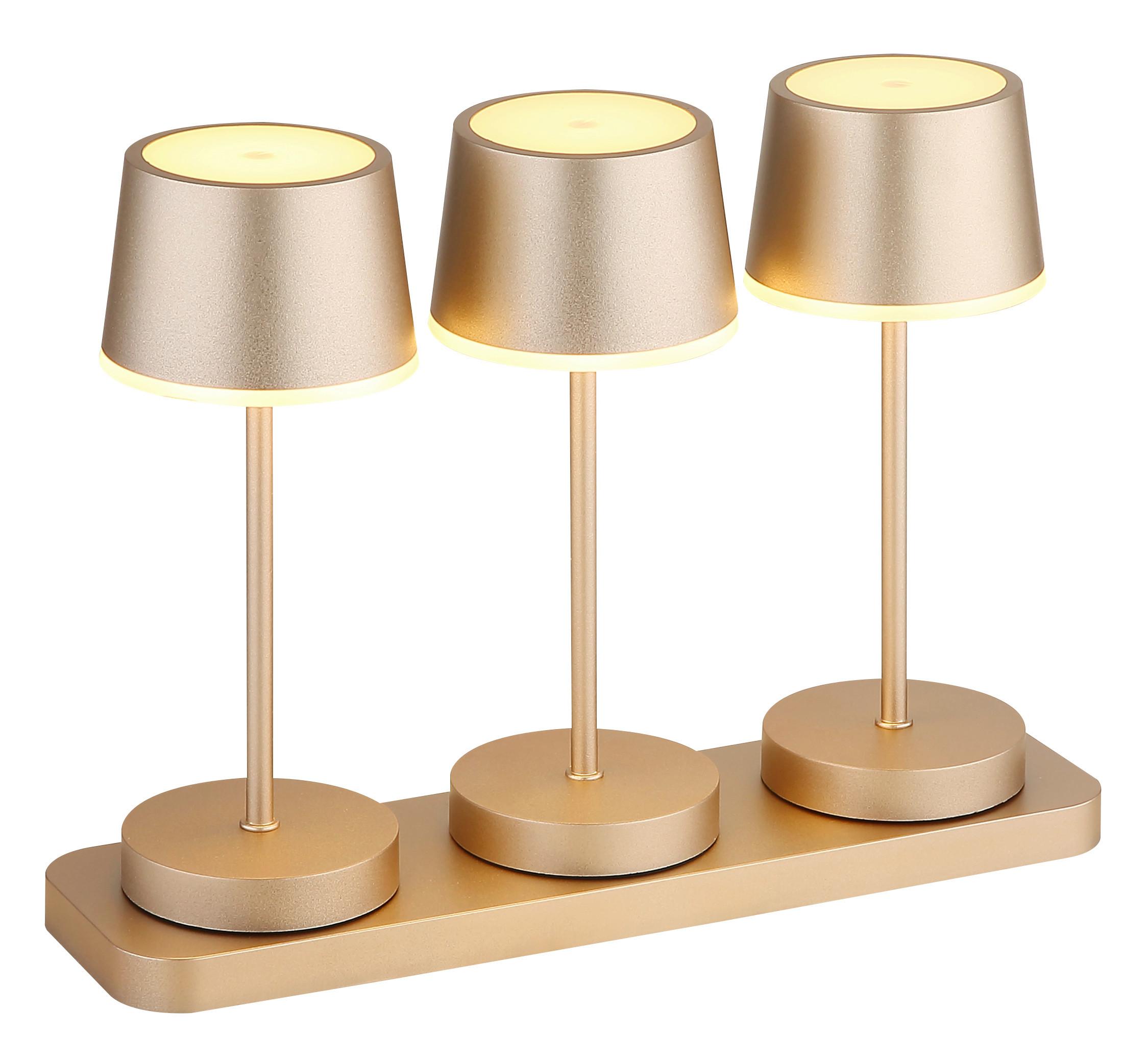 Tischleuchte, Opal/Champagner Kunststoff, 230V - Champagner/Opal, Design, Kunststoff/Metall (8,3/20cm) - Globo