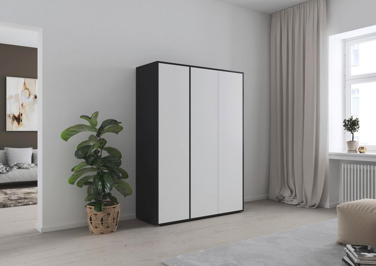Drehtürenschrank Nabila Grau Weiß B: 140 cm - Weiß/Grau, MODERN, Holzwerkstoff (140/194/53cm) - Rauch Möbel