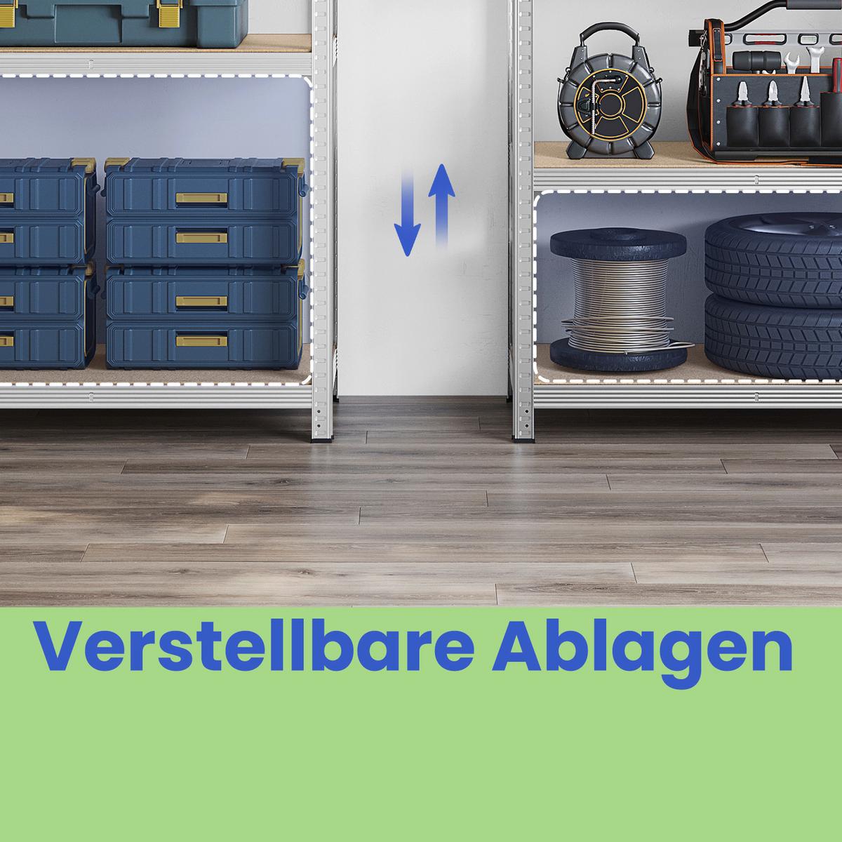 Schwerlastregal Silberfarben/hellbraun B:100cm - Hellbraun/Silberfarben, Basics, Holzwerkstoff/Metall (100/200/50cm)