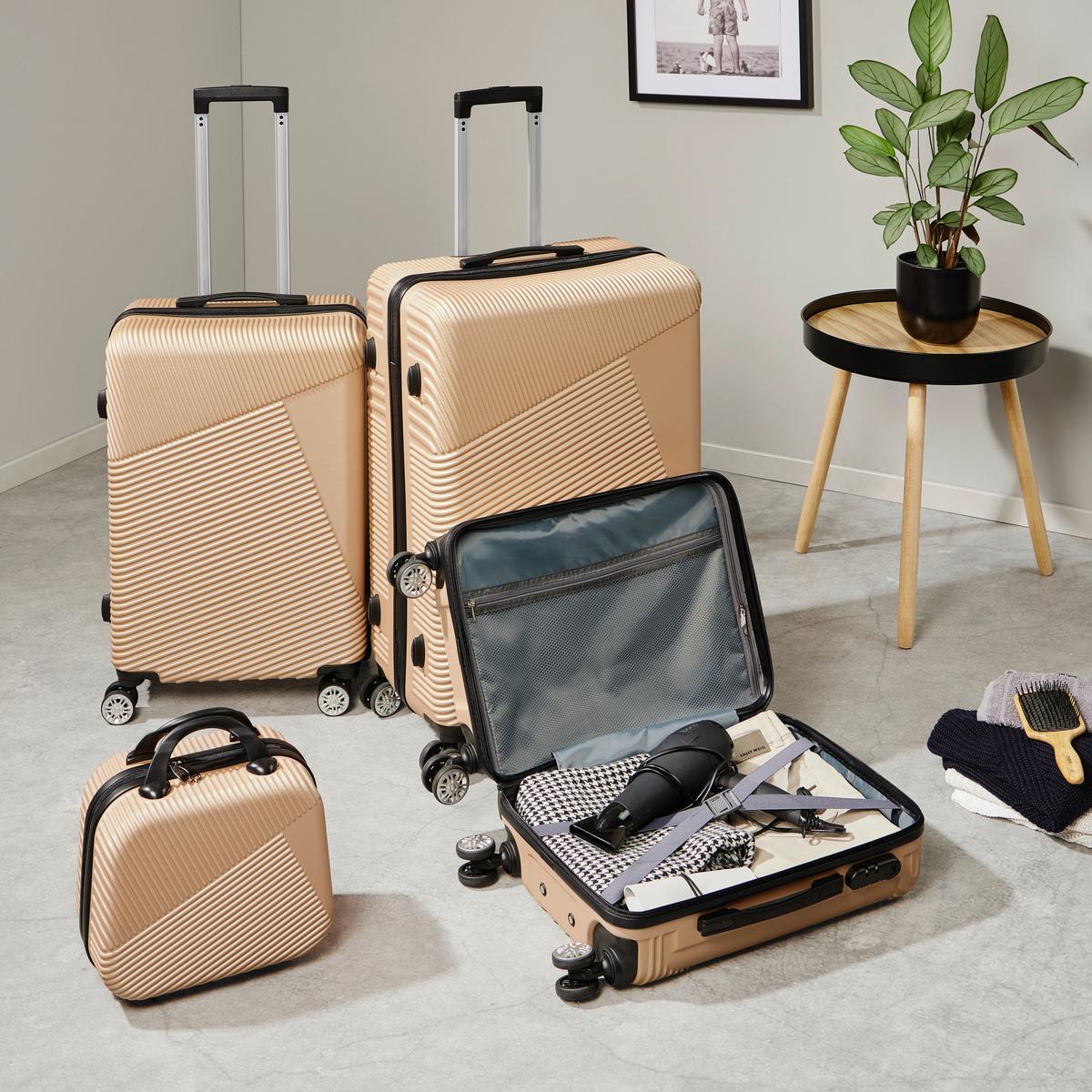 Reisekoffer 4-tlg. New York 4 Rollen Hartschale - Goldfarben, Basics, Kunststoff/Textil (32-48/25-75/16-29cm) - Luca Bessoni