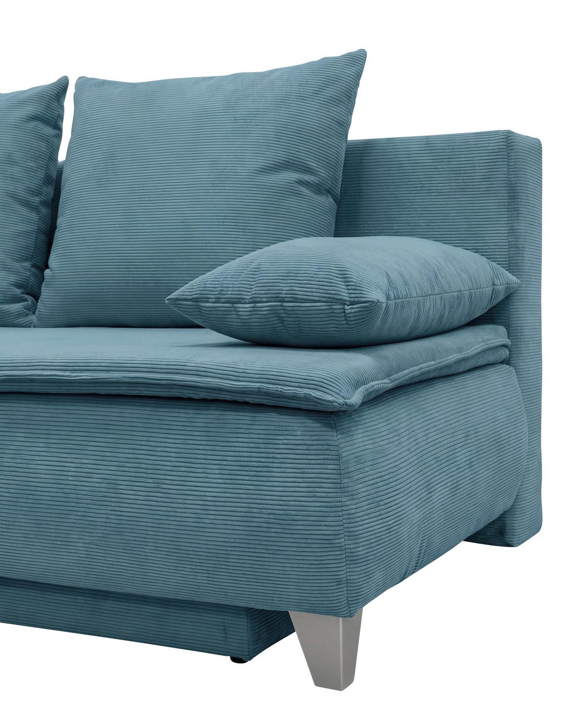 Boxspringová pohovka MONA LUX, azurově modrý manšestr - azurová modrá, Moderní, textil (208/100/106cm) - Mömax