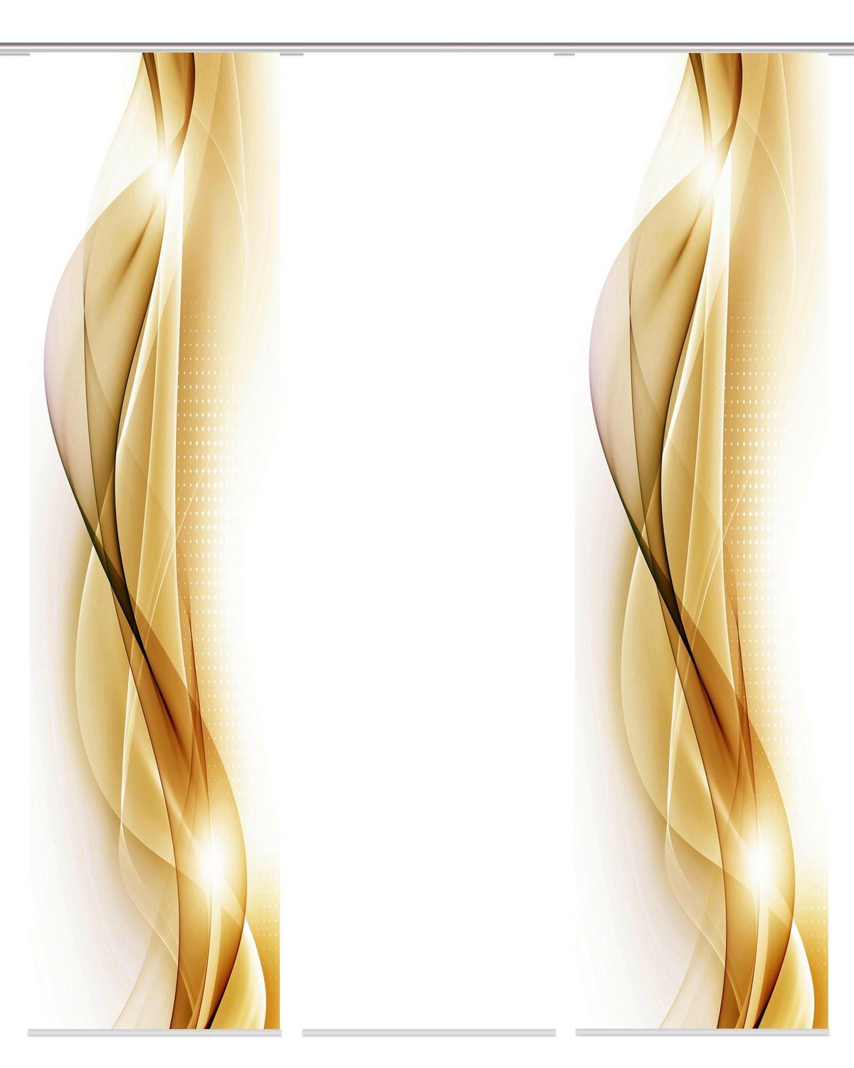 Flächenvorhang 3-tlg. Neblana B: 60 Cm, Gold/weiß - Goldfarben, Basics, Textil (60/245cm)