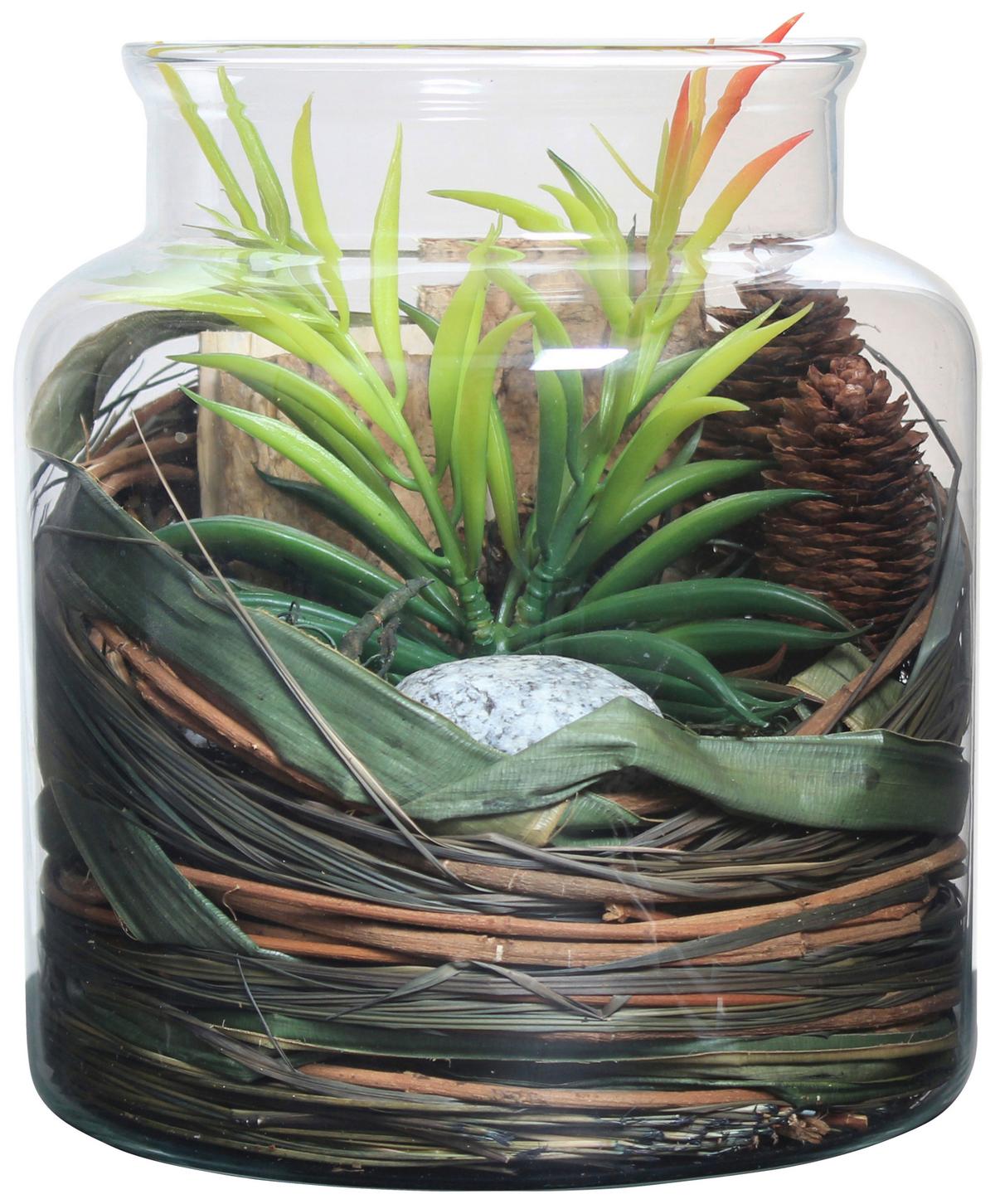 Dekoglas Flora Naturfarben, 18x20 cm - Naturfarben, LIFESTYLE, Glas/Naturmaterialien (18/20/18cm) - Kayoom