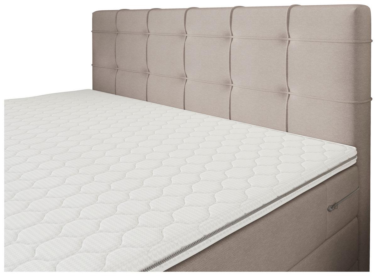 Boxspringbett Mitto mit Topper 160x200 cm - Lavagrau/Schwarz, KONVENTIONELL, Textil/Metall (160/200cm)