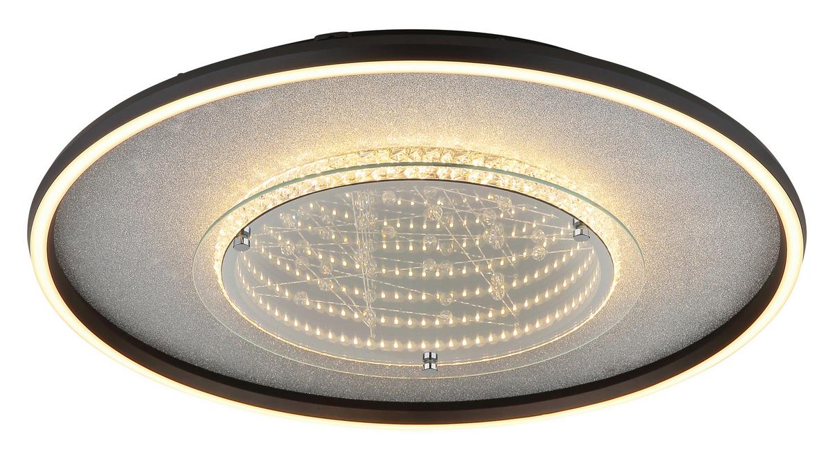 LED-Deckenleuchte Memory-Funktion - Klar/Silberfarben, Design, Glas/Kunststoff (51,5/6,8cm) - Globo