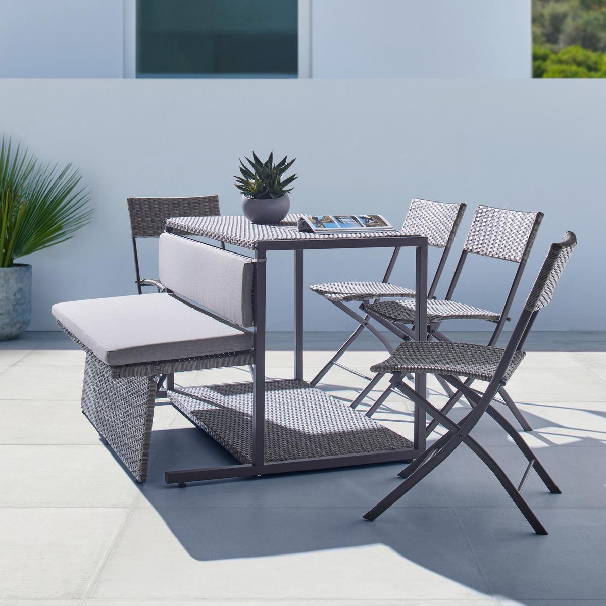 Sada na balkon MARIO hnědá - šedavě hnědá, Moderní, kov/textil (120/75/105cm) - Bessagi Garden