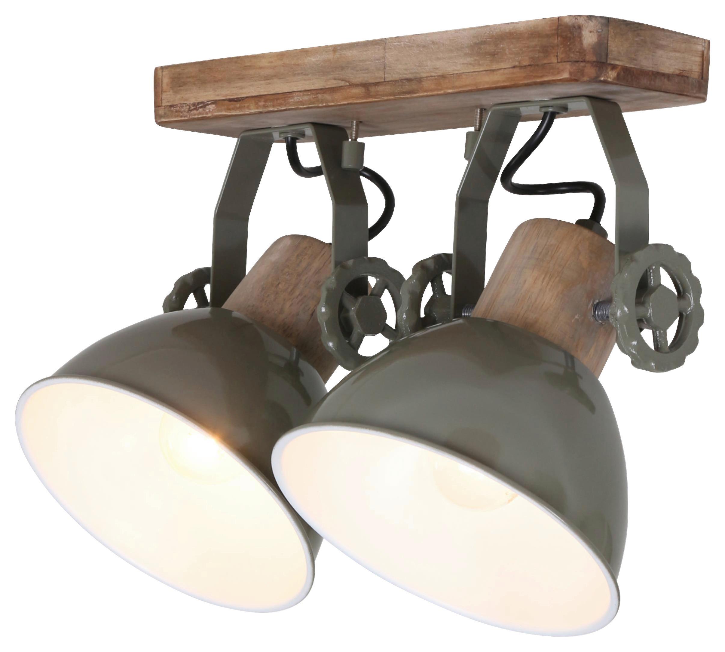 Deckenspots Gearwood - Anthrazit, Trend, Holz/Metall (32/19/17cm)