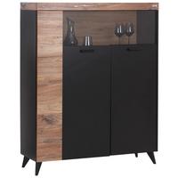 Highboard Mit Glastüren 115 Cm Sunny Hb 2d/g, Schwarz - Schwarz, MODERN, Holzwerkstoff (115/146,3/40cm) - Luca Bessoni