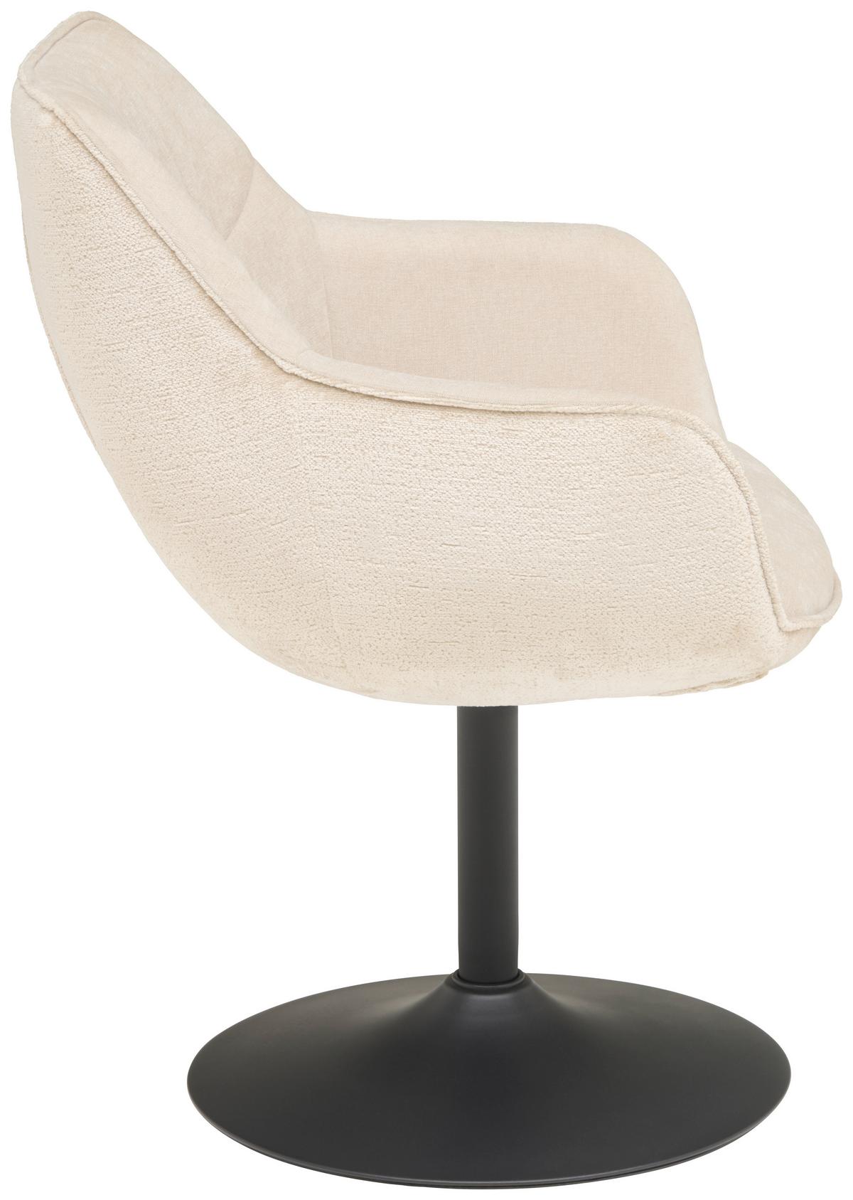 Armlehnstuhl Kaleo Chenille Beige, B: 63 Cm - Beige/Schwarz, KONVENTIONELL, Textil/Metall (63/87/64cm) - MID.YOU