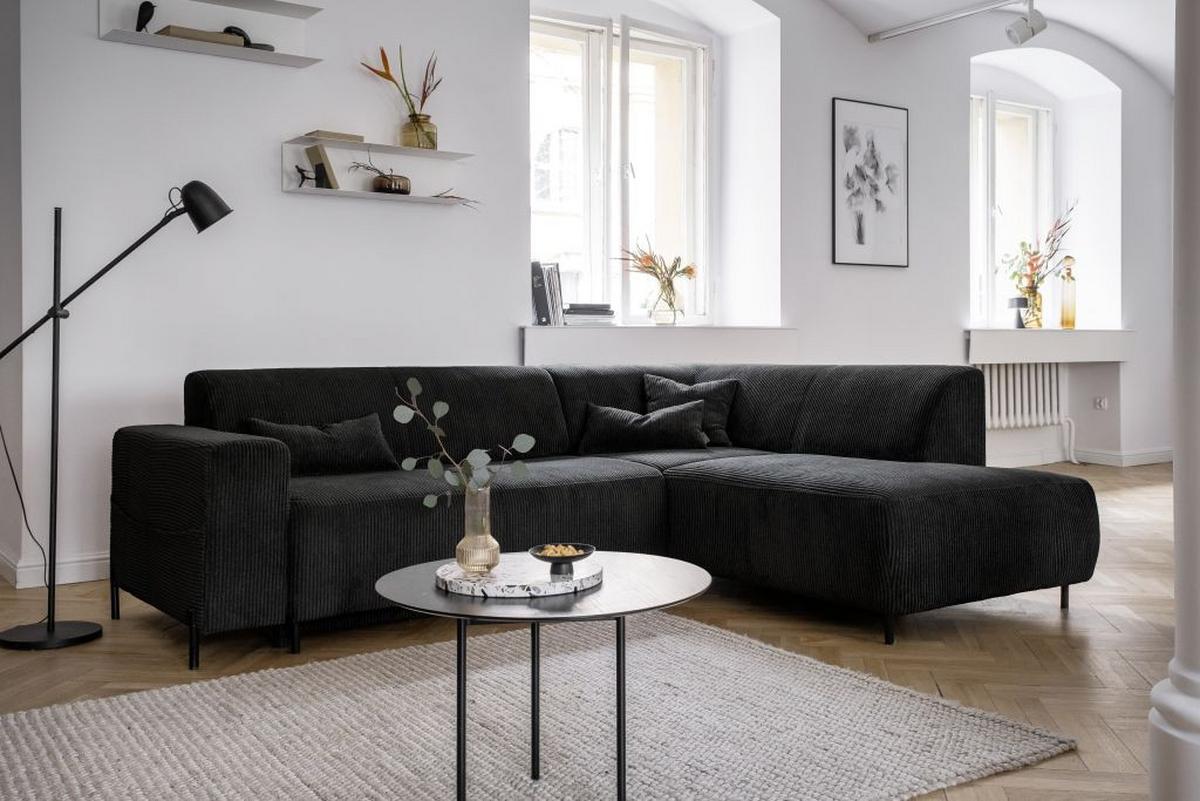Ecksofa Cuddly Mia Dunkelgrau S: 250x192 cm - Dunkelgrau/Schwarz, Textil (250/192cm) - MID.YOU