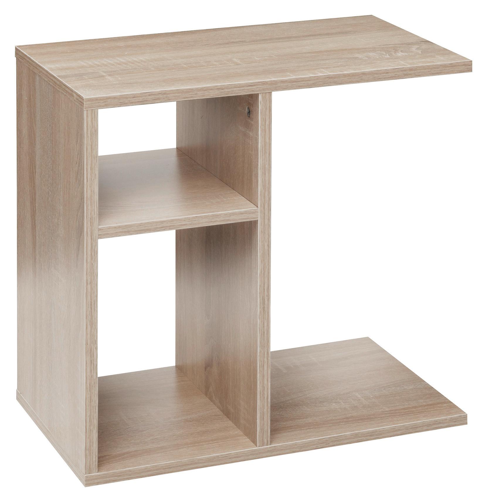 Beistelltisch mit Ablagefächer Milo, Eiche Dekor - Sonoma Eiche, Design, Holzwerkstoff (50/30/50cm) - MID.YOU