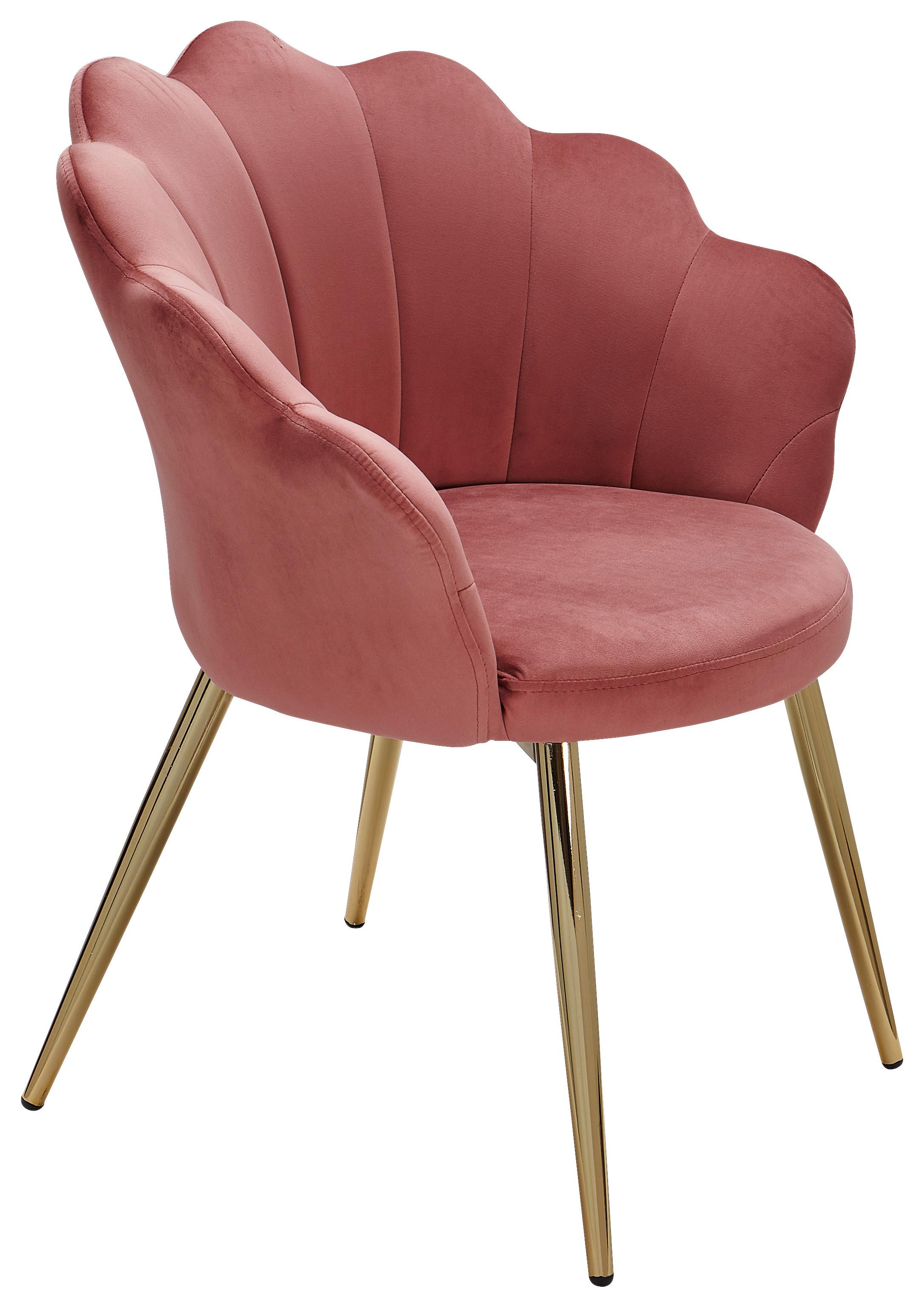 Armlehnstuhl B: 47,5cm Rosa - Goldfarben/Rosa, KONVENTIONELL, Textil/Metall (47,5/80/53cm) - MID.YOU