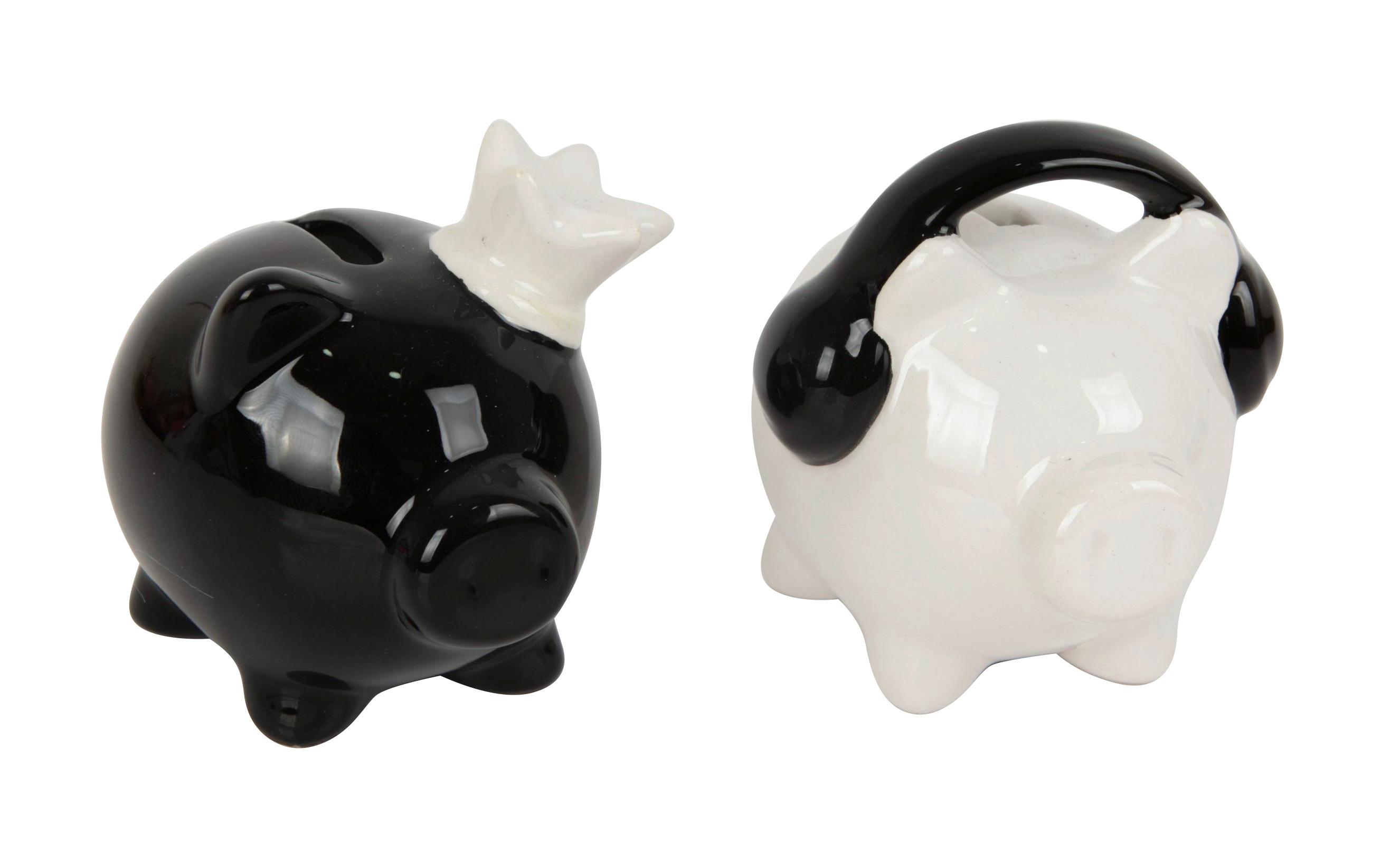 Spardose Alexa - Schwarz/Weiß, KONVENTIONELL, Keramik/Kunststoff (8/8/8cm) - Luca Bessoni