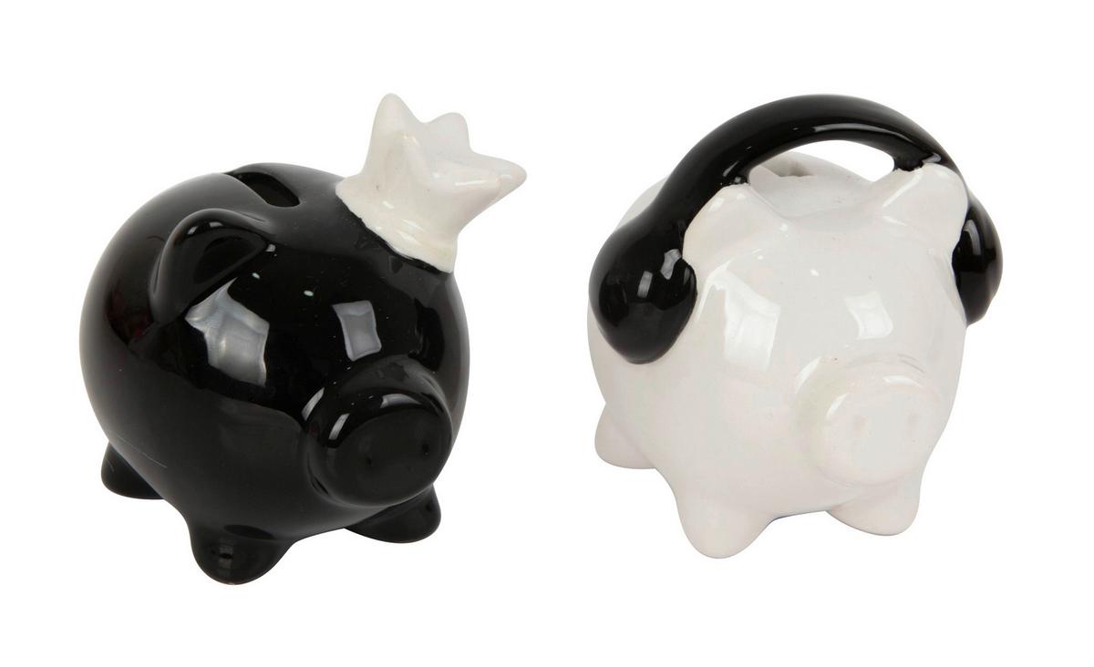 Spardose Alexa - Schwarz/Weiß, KONVENTIONELL, Keramik/Kunststoff (8/8/8cm) - Luca Bessoni