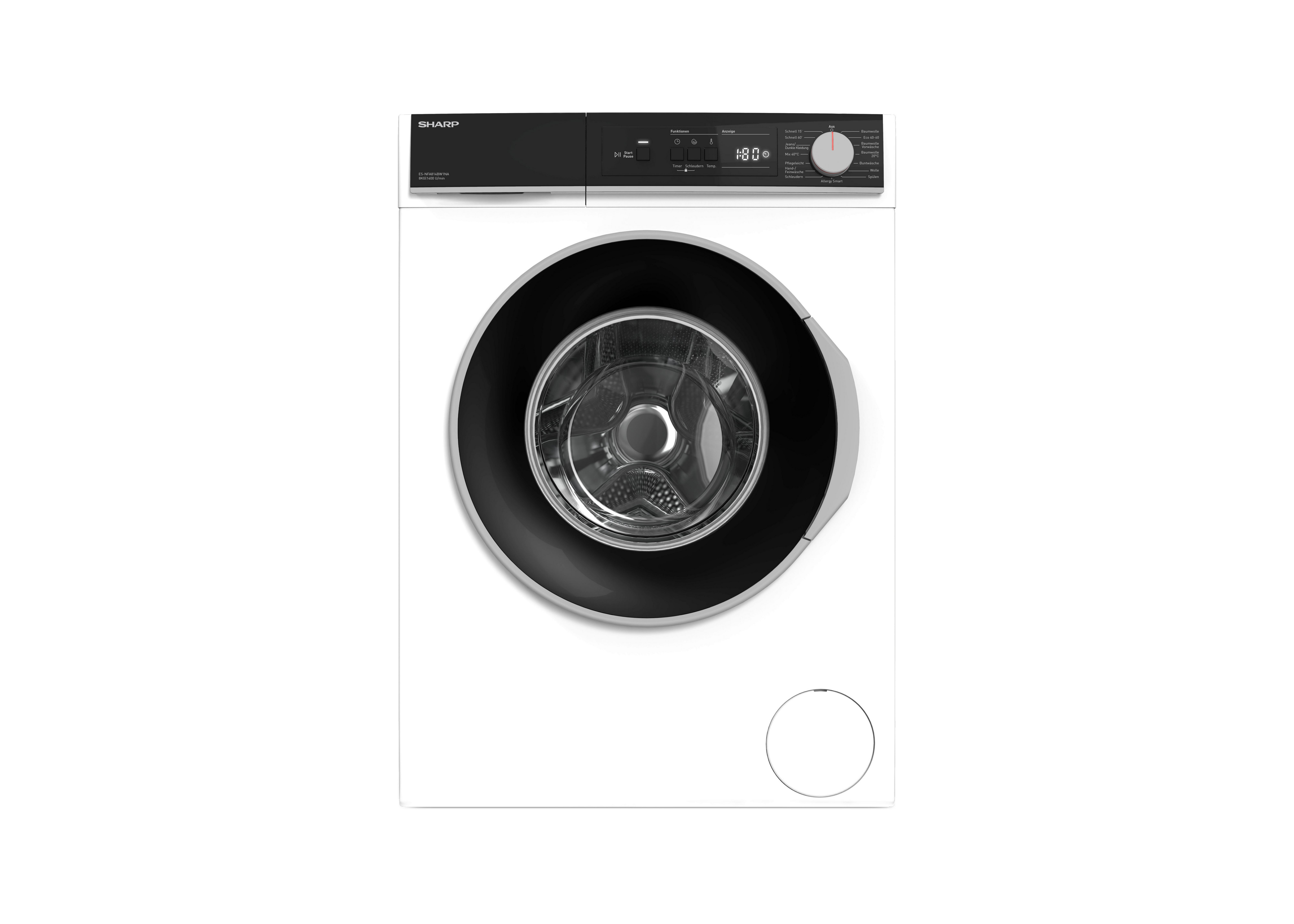 Waschmaschine ES-NFA814BW1NA-D E, EEKL: A, Füllmenge 8 kg - Schwarz/Weiß, Trend, Kunststoff (59,7/84,5/52,7cm)