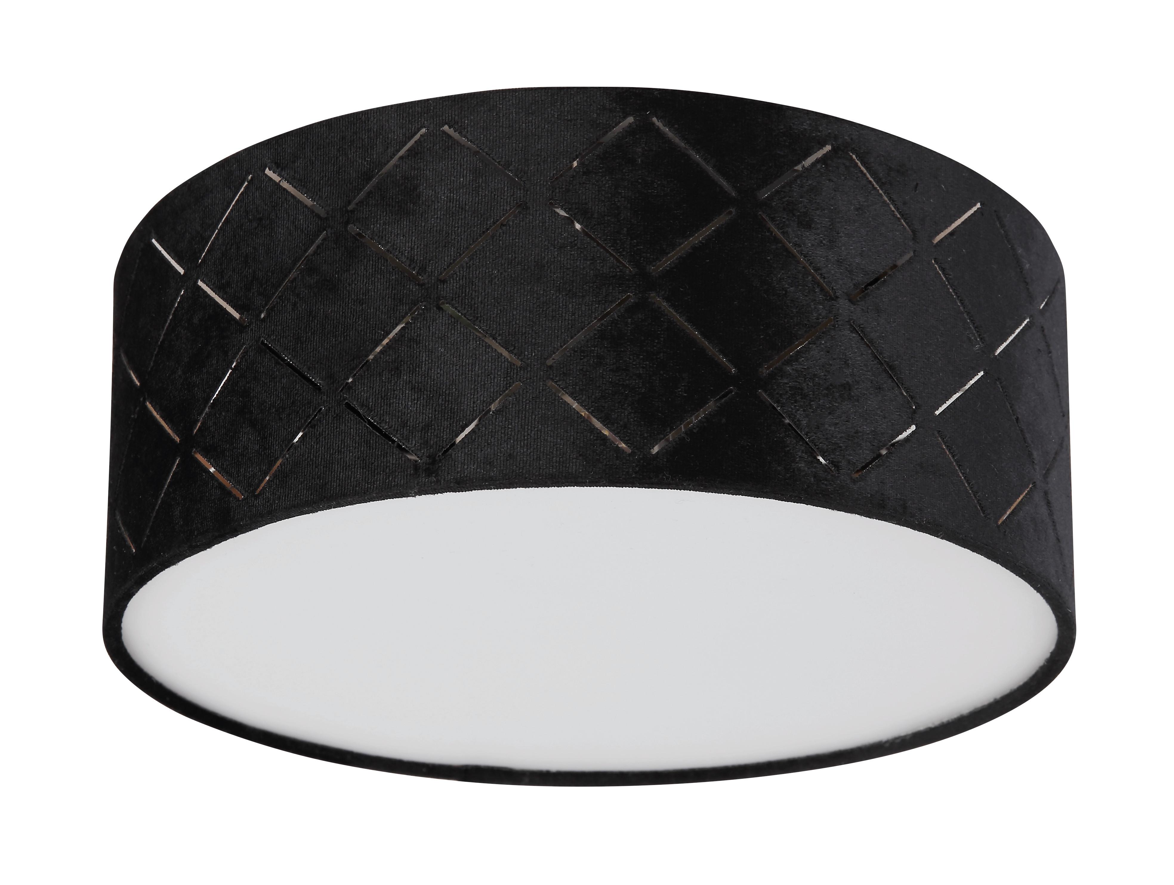 Deckenleuchte Ø 26 cm 1-Flammig samt - Opal/Schwarz, Basics, Kunststoff/Textil (26/26/10cm) - Globo