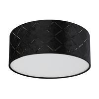 Deckenleuchte Ø 26 cm 1-Flammig samt - Opal/Schwarz, Basics, Kunststoff/Textil (26/26/10cm) - Globo